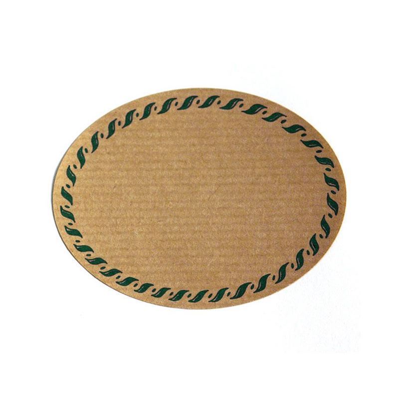 Naturetiket 'Snorkant', oval, papir, grøn-brun Naturetiket 'Snorkant', oval, papir, grøn-brun