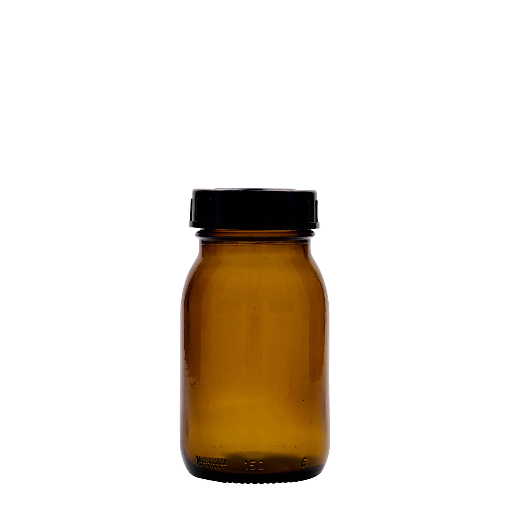 150 ml bredhalsglas, brunt, åbning: DIN 45