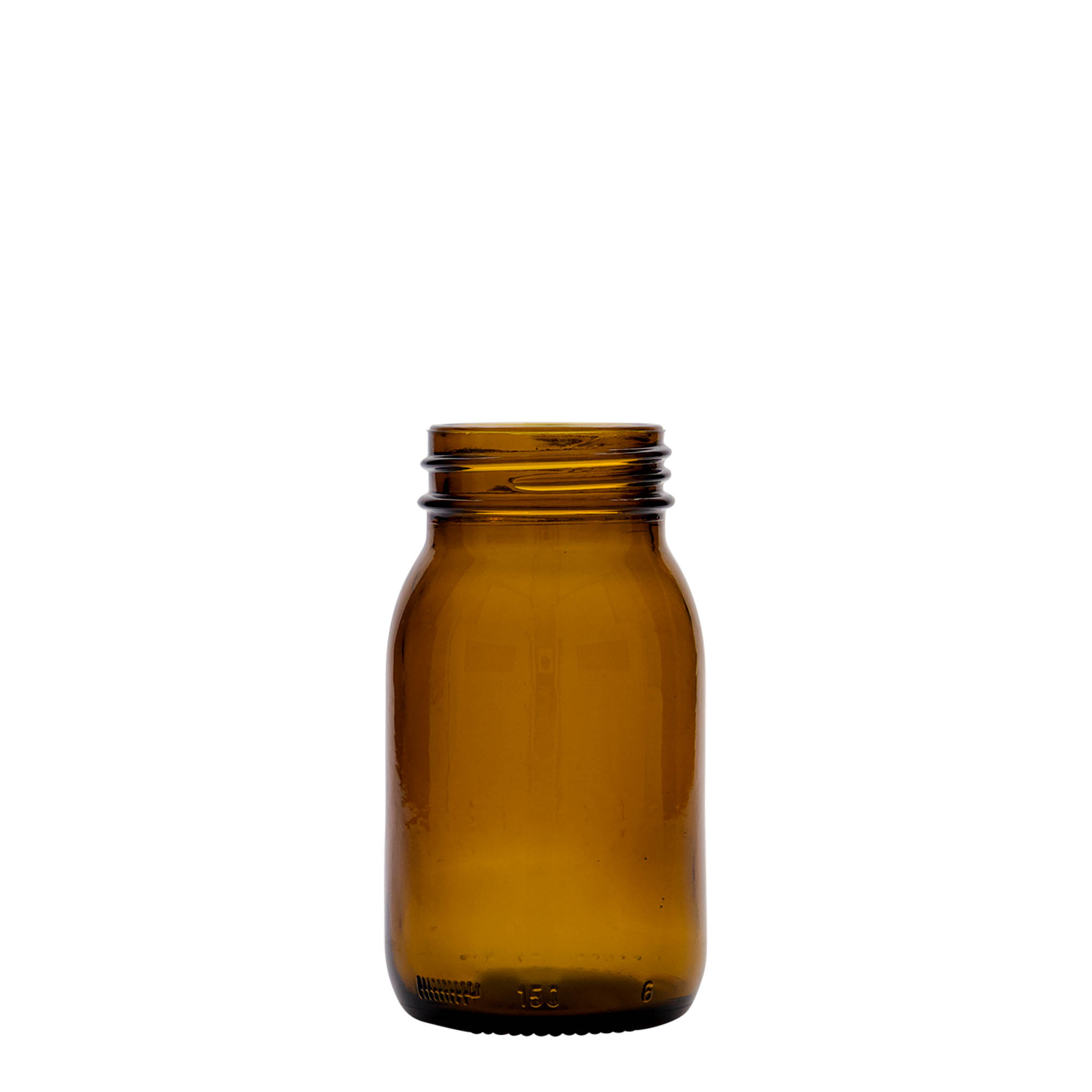 150 ml bredhalsglas, brunt, åbning: DIN 45