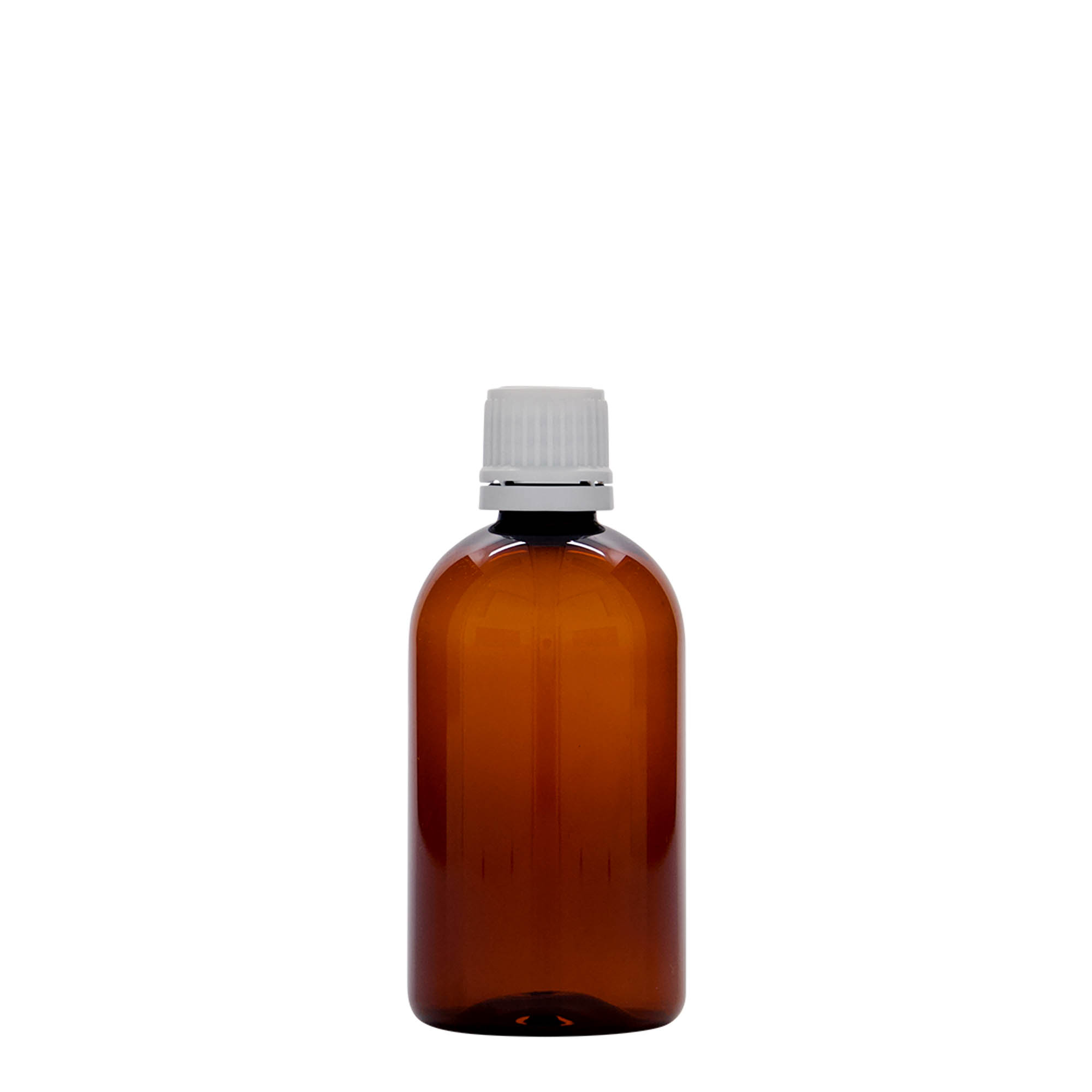 100 ml PET-medicinflaske 'Easy Living', brun, plastik, åbning: DIN 18