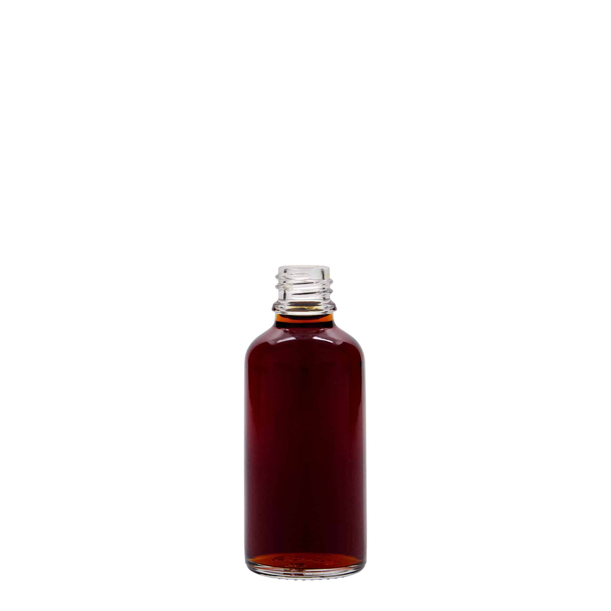 50 ml medicinflaske, glas, åbning: DIN 18
