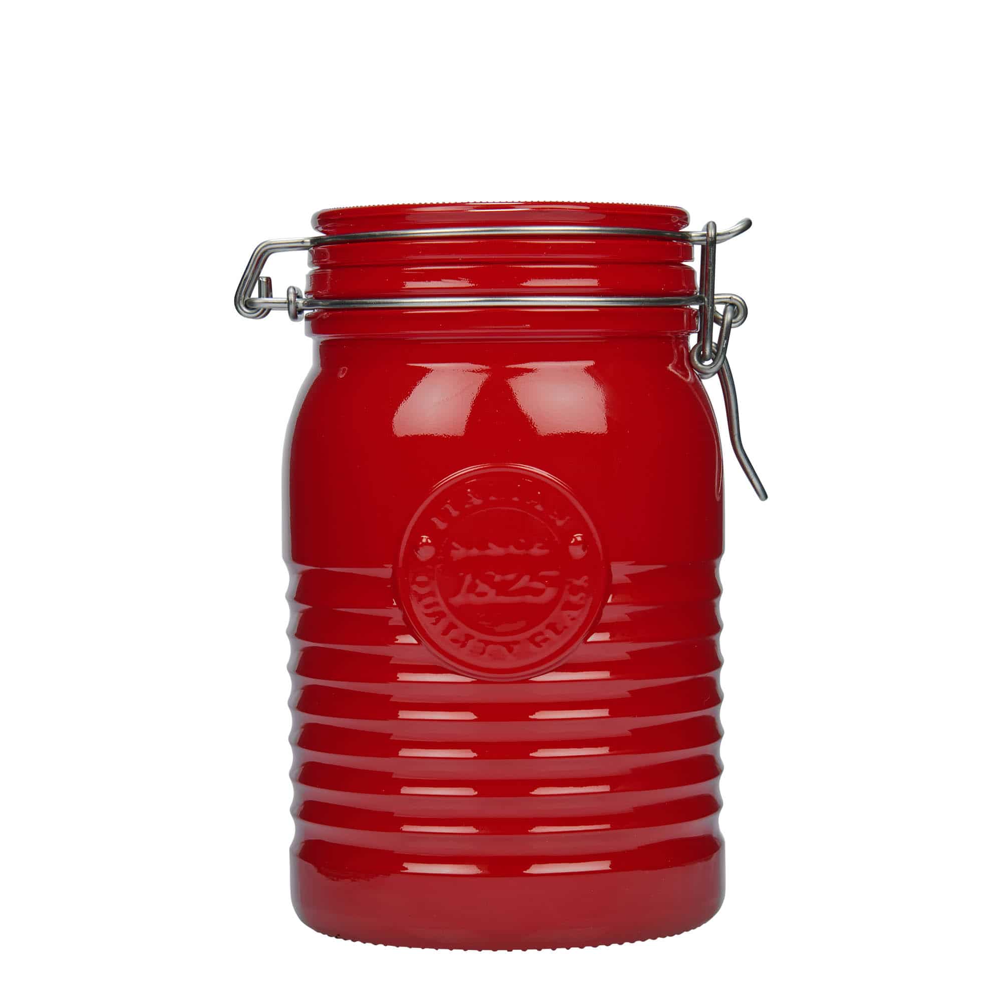 1.000 ml patentglas 'Officina 1825', rød, åbning: Patentlåg 1.000 ml patentglas 'Officina 1825', rød, åbning: Patentlåg