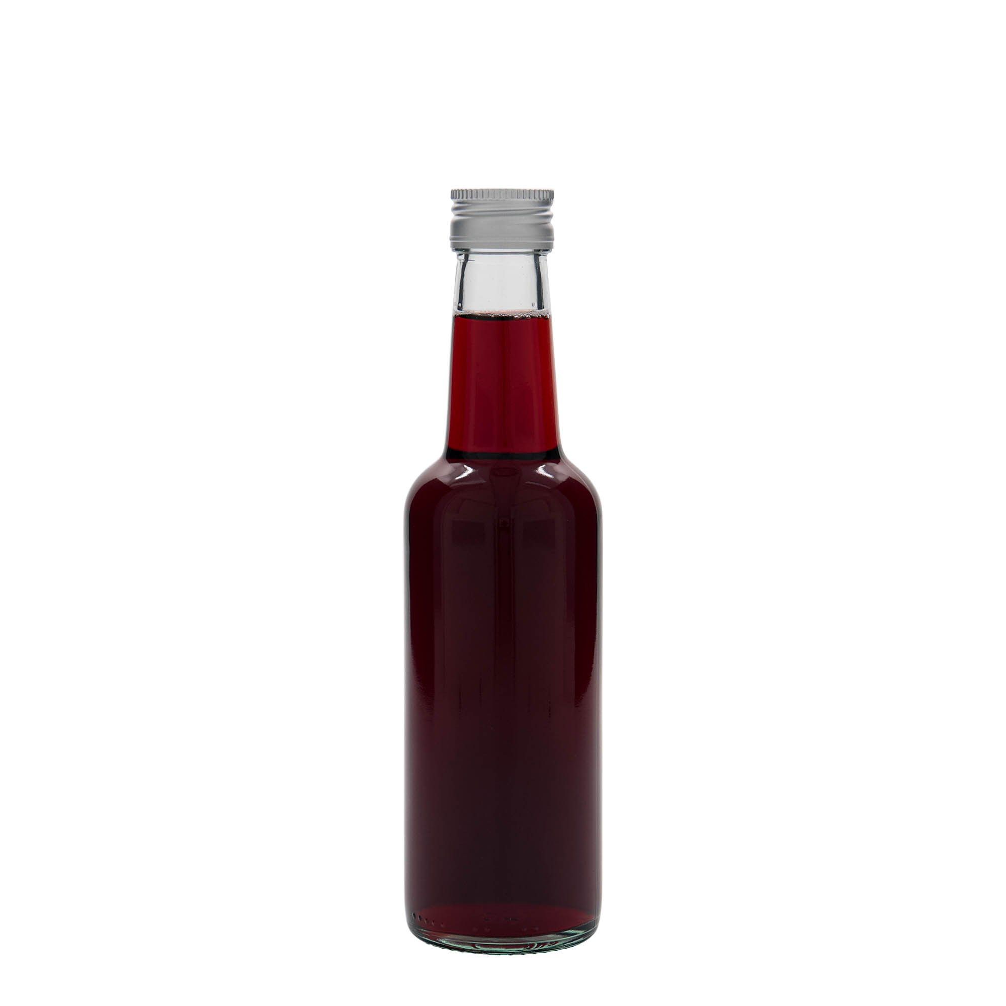 250 ml glasflaske med lige hals, åbning: PP 28 250 ml glasflaske med lige hals, åbning: PP 28