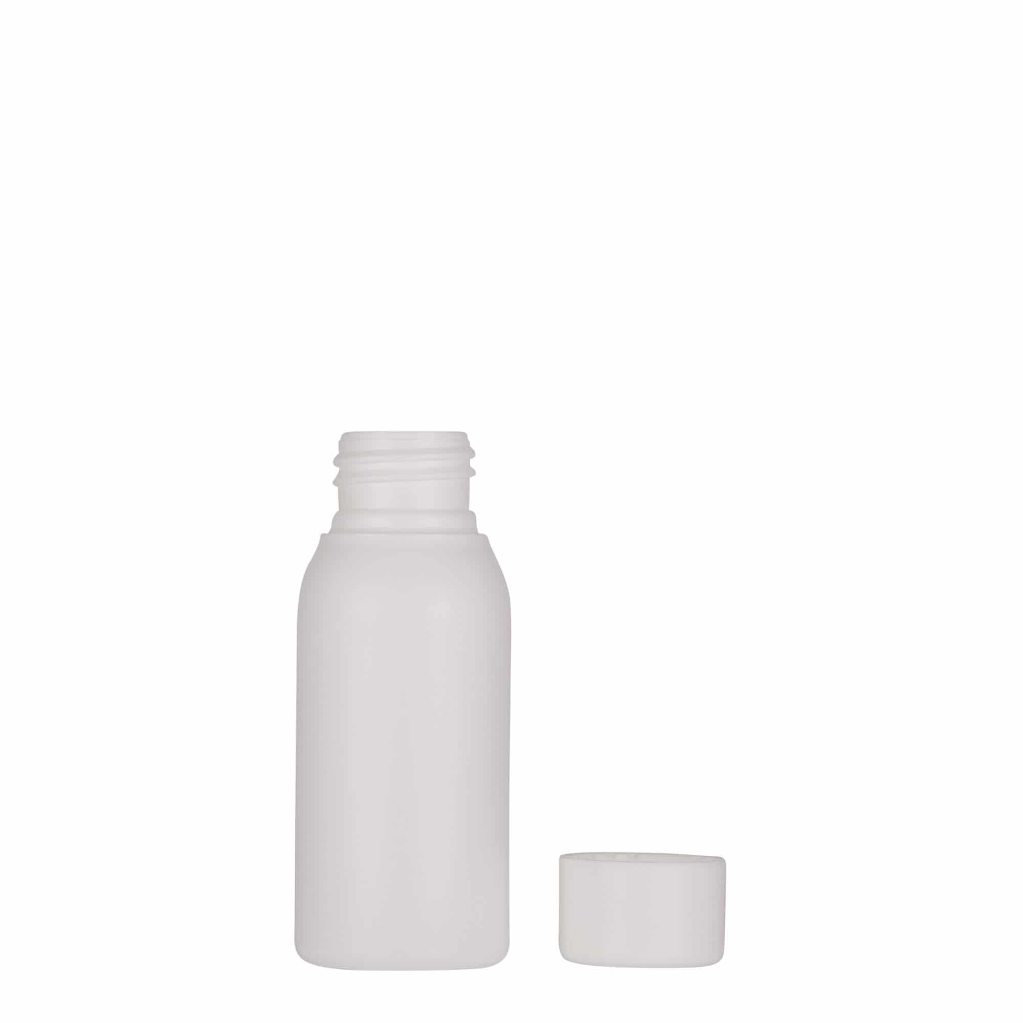 50 ml plastflaske »Tuffy«, HDPE, hvid, åbning: 24/410