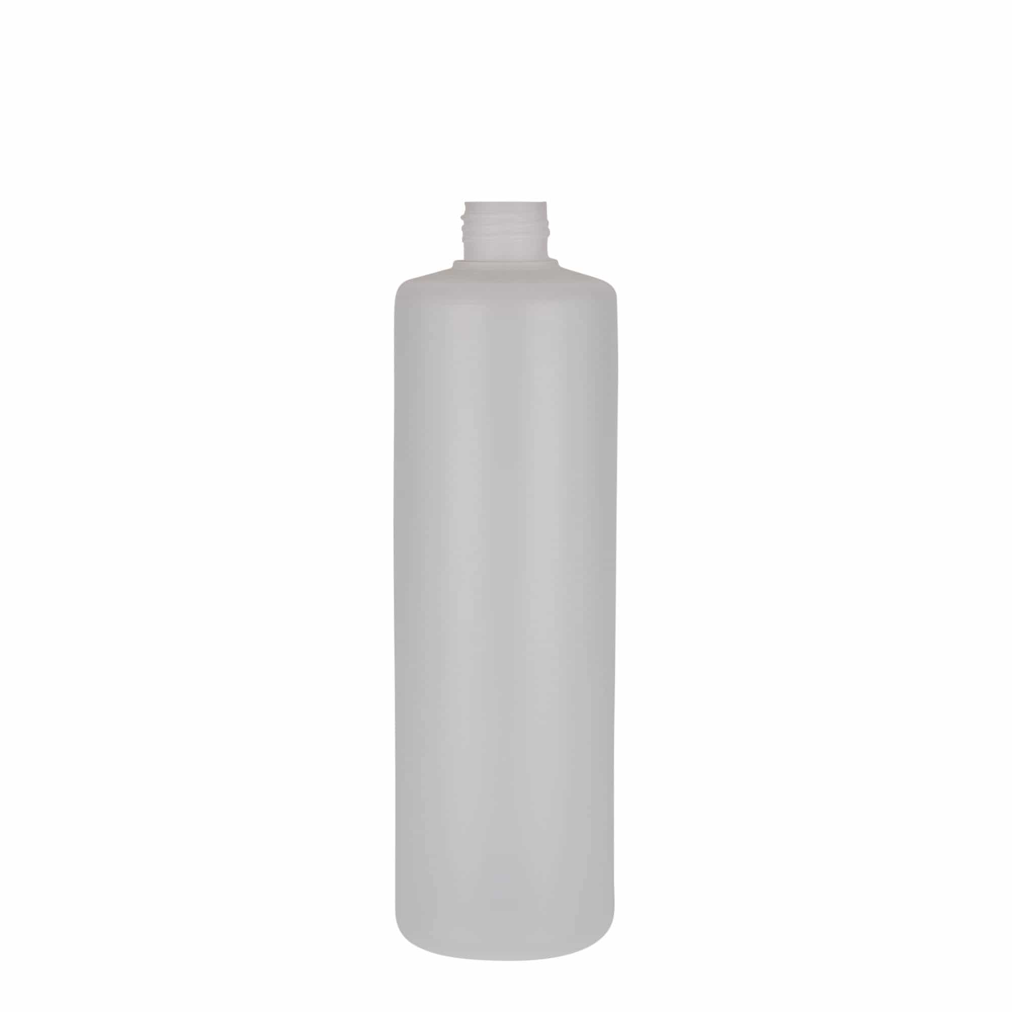 500 ml rund flaske, PE-plast, natur, åbning: Skruelåg 500 ml rund flaske, PE-plast, natur, åbning: Skruelåg