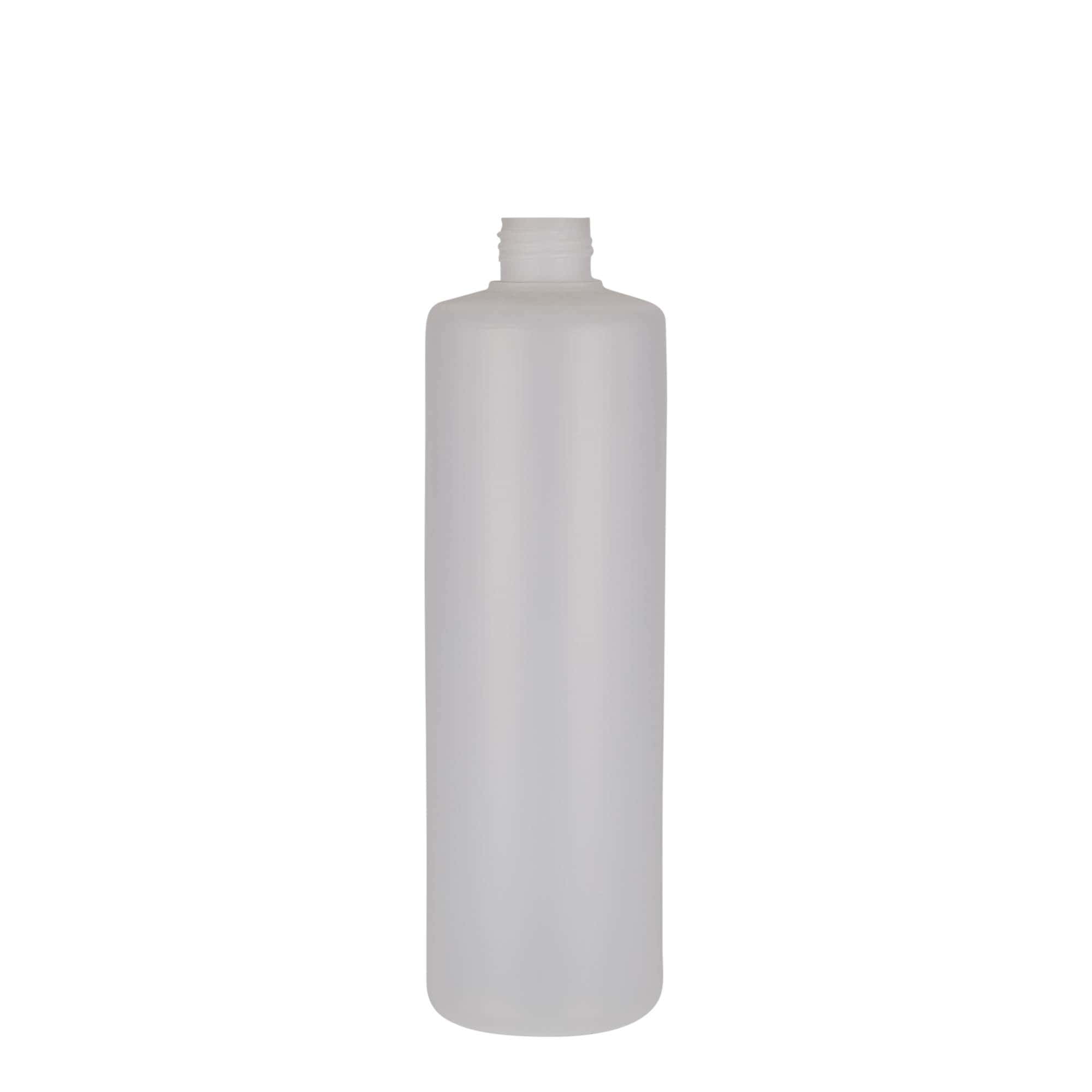 500 ml rund flaske, PE-plast, natur, åbning: skruelåg