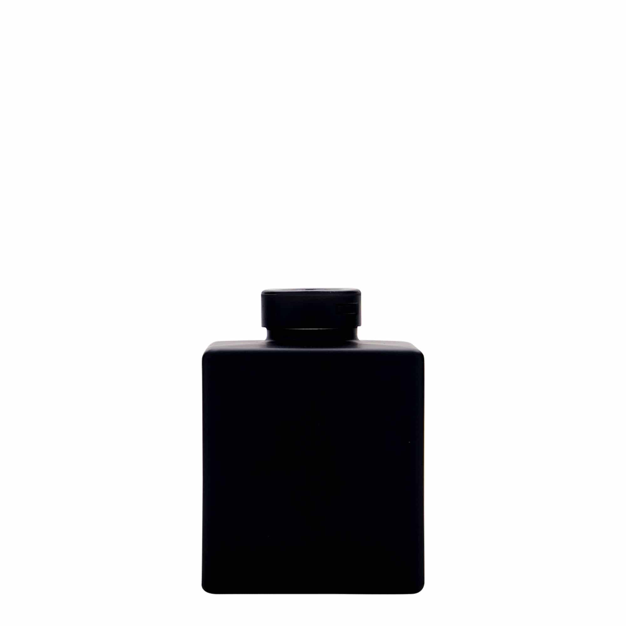 100 ml glasflaske 'Cube', kvadratisk, sort, åbning: Kork 100 ml glasflaske 'Cube', kvadratisk, sort, åbning: Kork