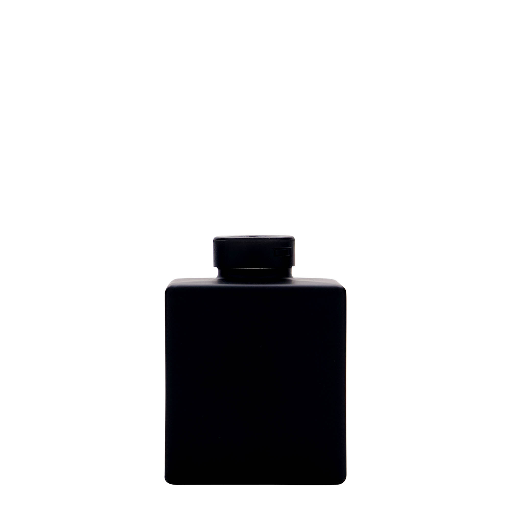 100 ml glasflaske 'Cube', firkantet, sort, åbning: kork