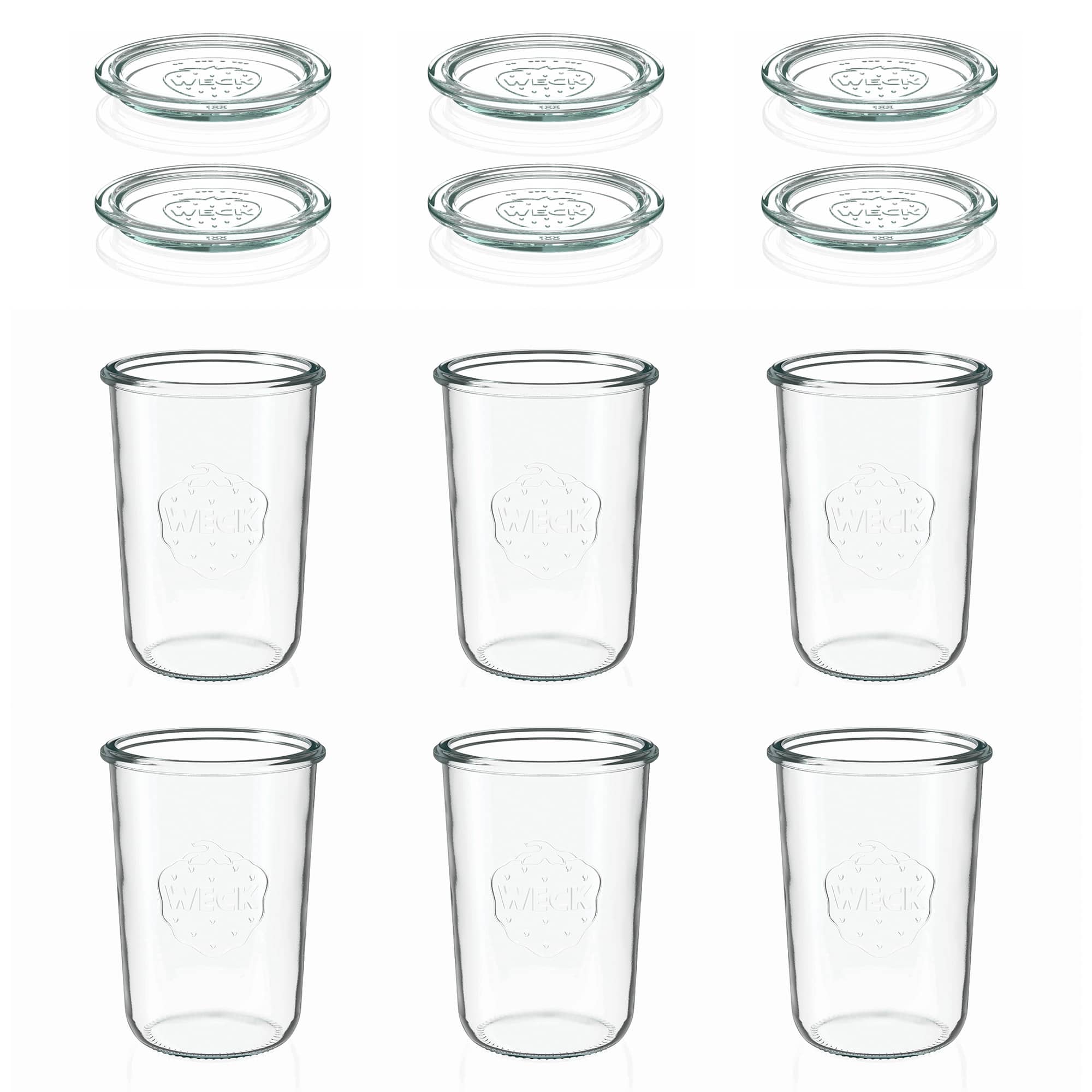 6x 850 ml WECK-sturzgas med glaslåg RR 100