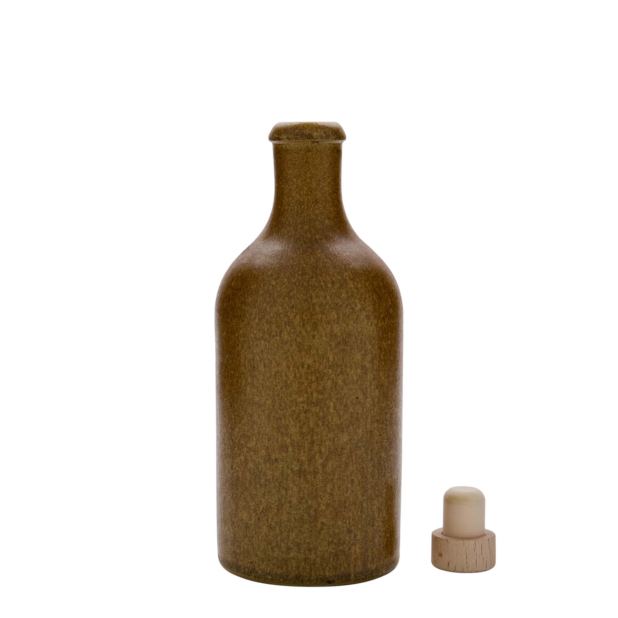 500 ml tonkrukke, stentøj, brun-krystal, åbning: kork