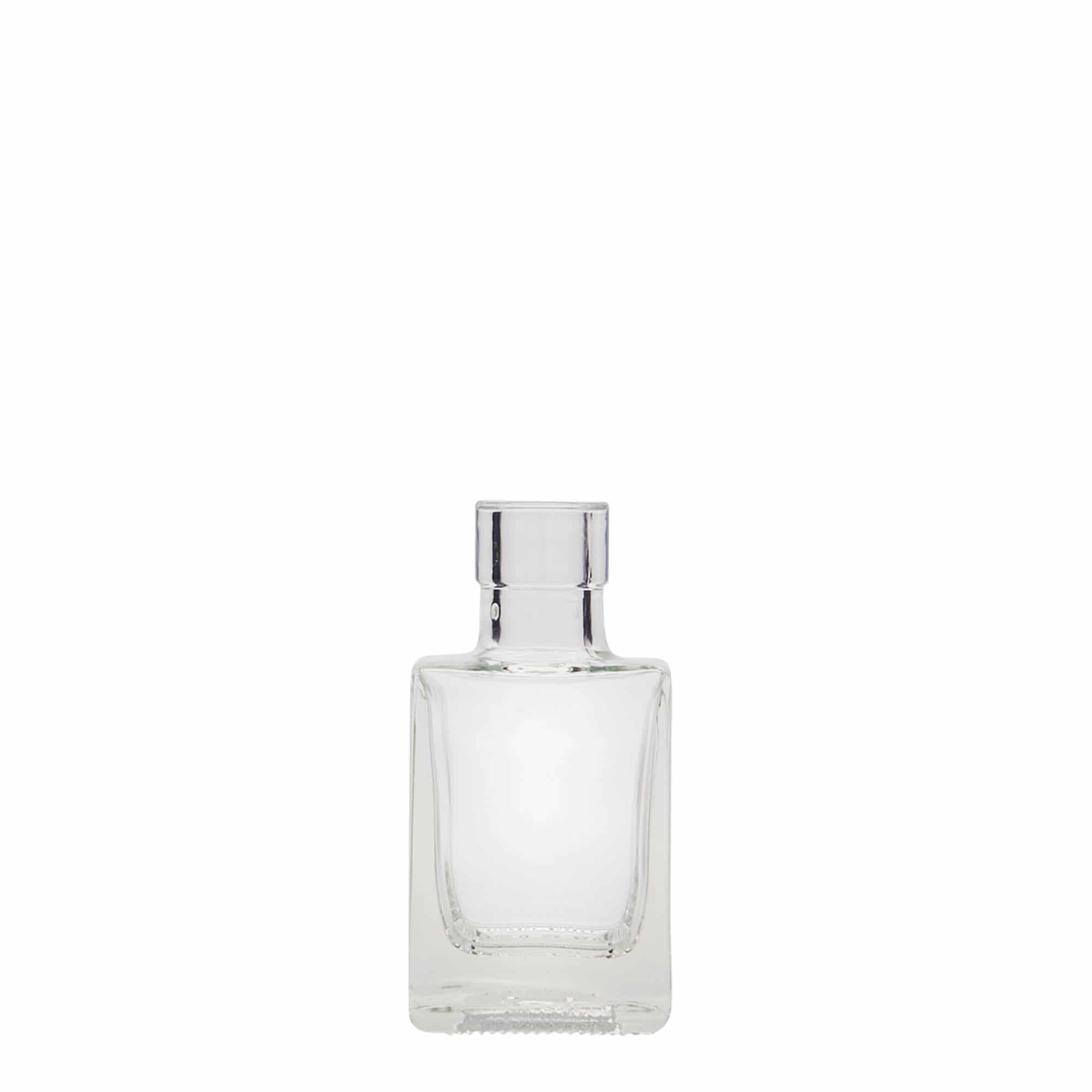 50 ml glasflaske 'Cube', firkantet, munding: kork