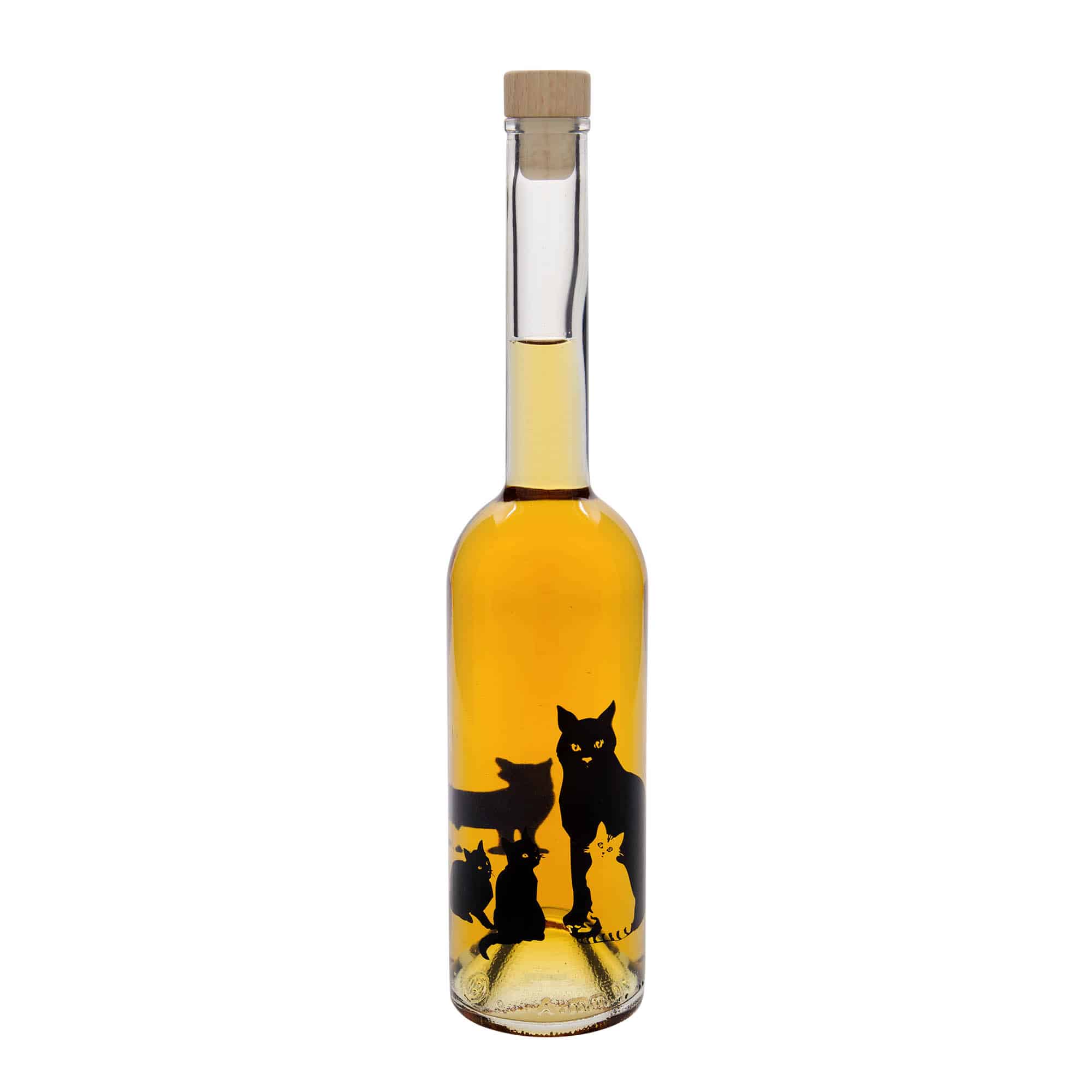 500 ml glasflaske 'Opera', motiv: katte, åbning: kork
