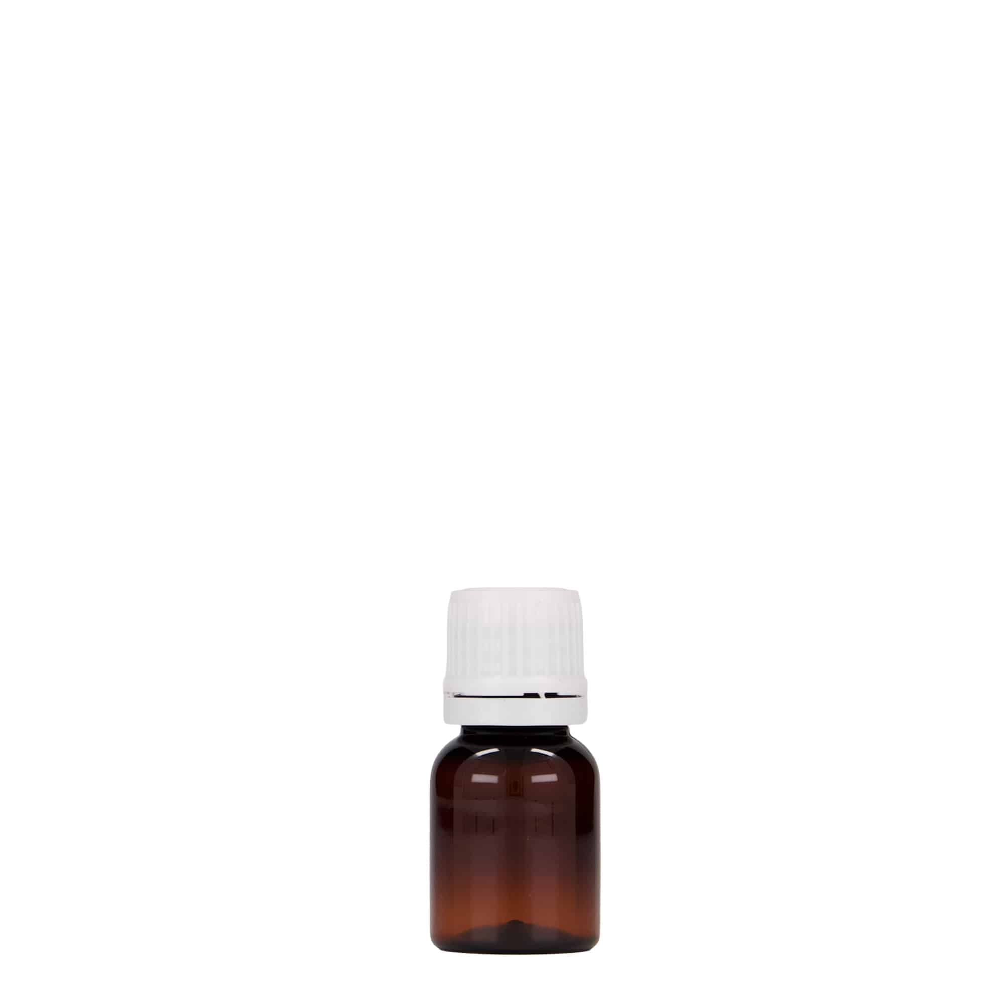 10 ml PET-medicinflaske 'Easy Living', brun, plastik, åbning: DIN 18