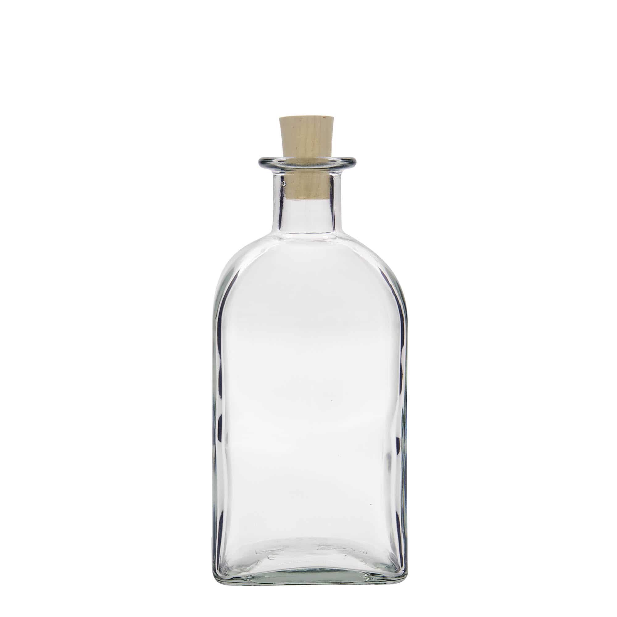500 ml glasflaske apoteker 'Carré', kvadratisk, åbning: Kork