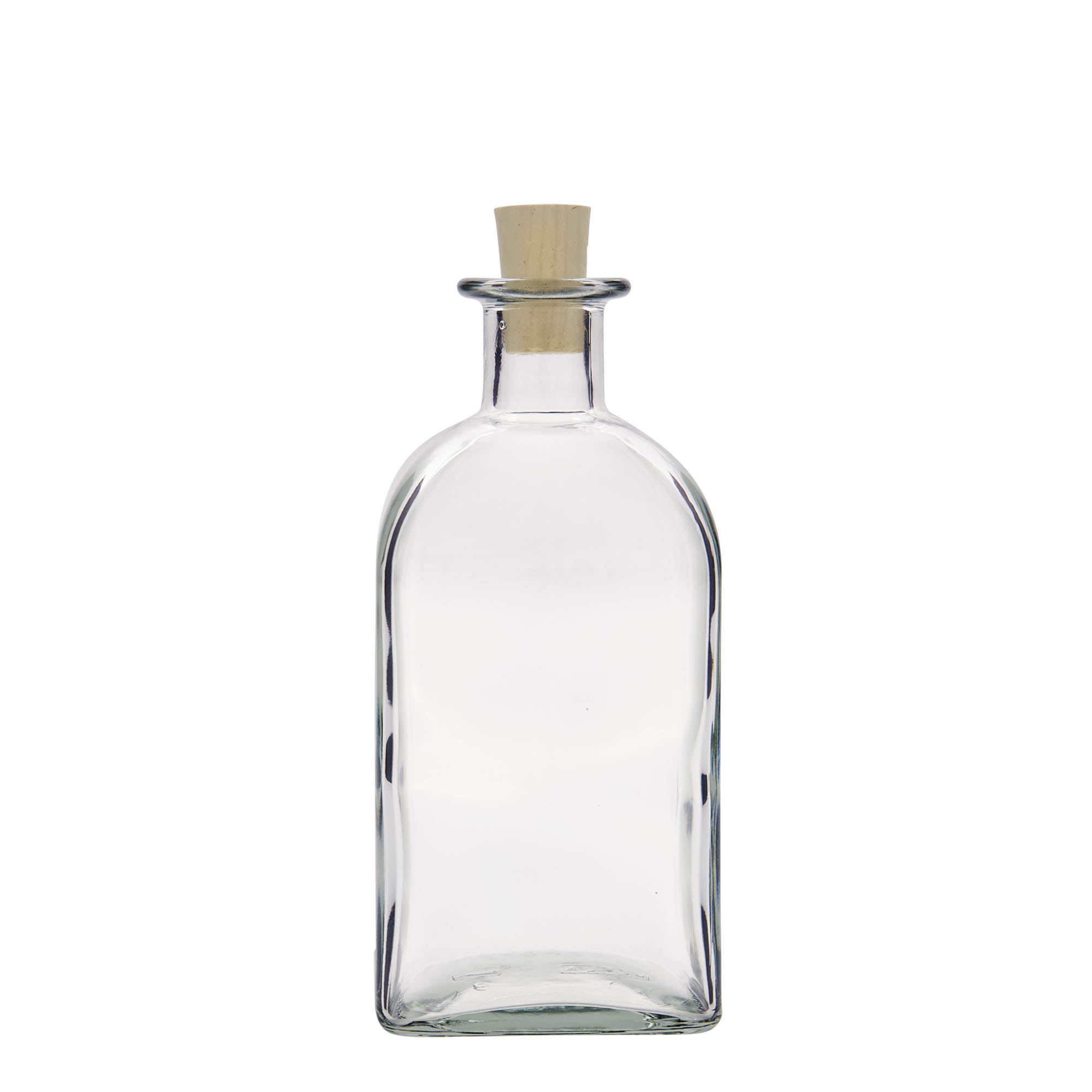 500 ml glasflaske Apotheker Carré, firkantet, åbning: kork