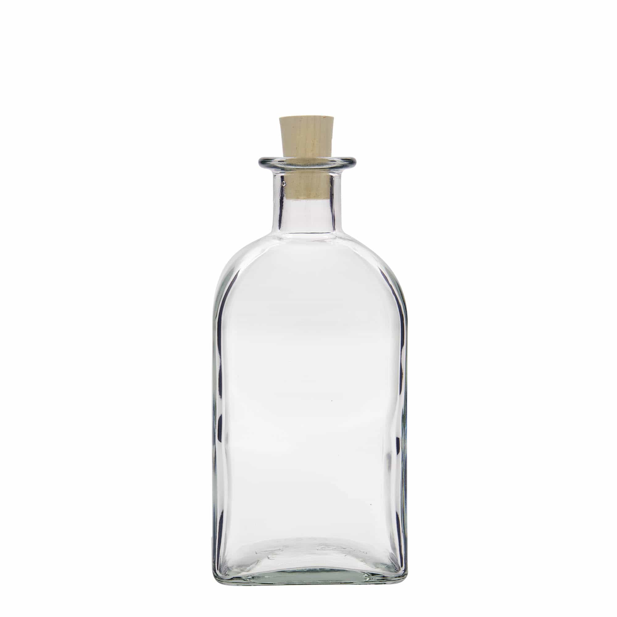 500 ml glasflaske Apotheker Carré, firkantet, åbning: kork