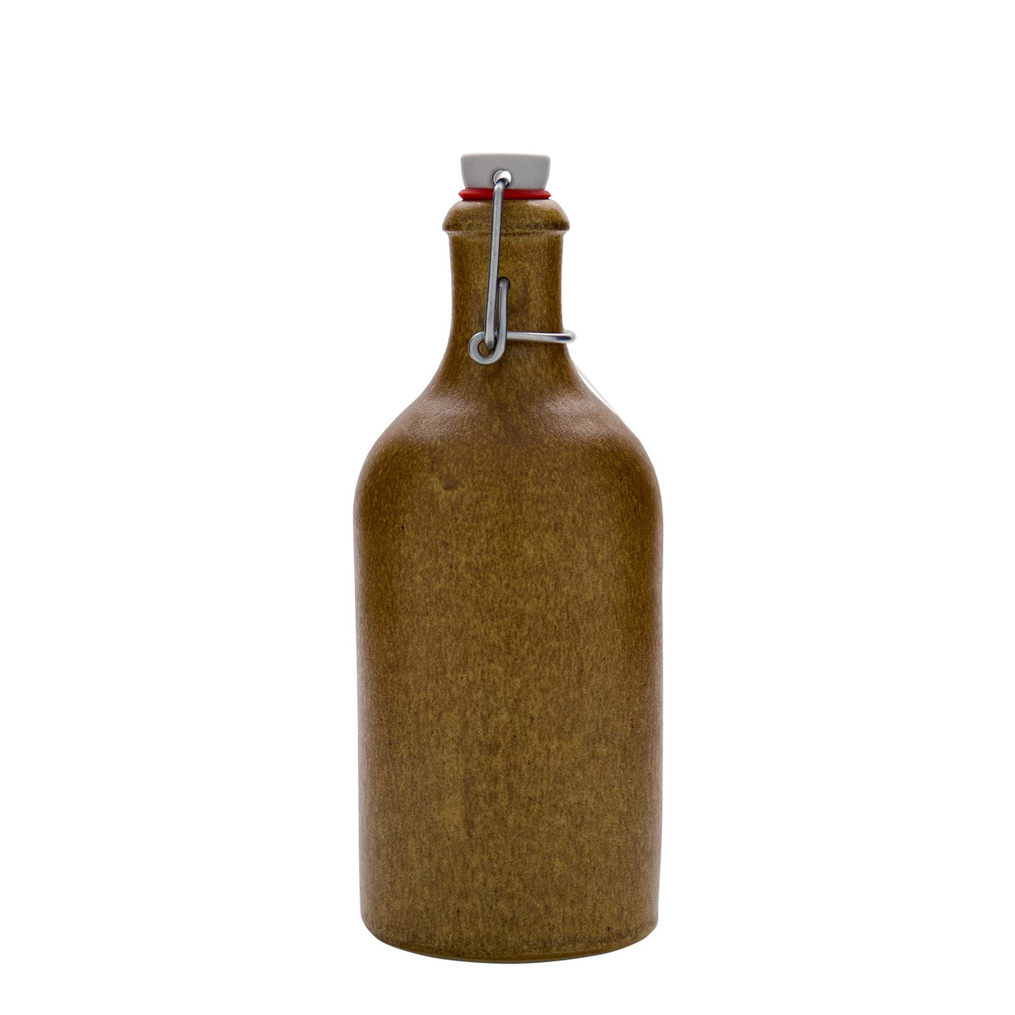 500 ml tonkrukke, stentøj, brun-krystal, åbning: låseklips