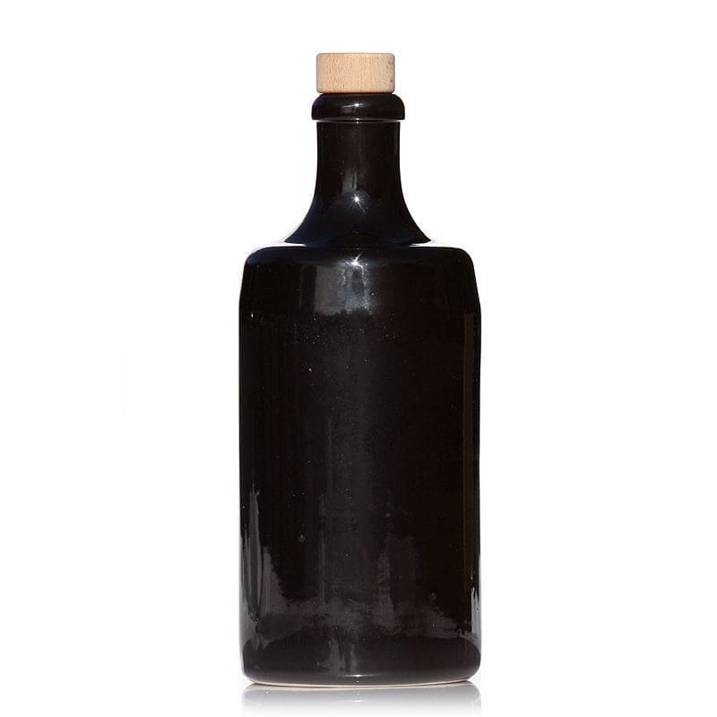 700 ml lerkrus 'Calvados', stentøj, sort, åbning: Kork