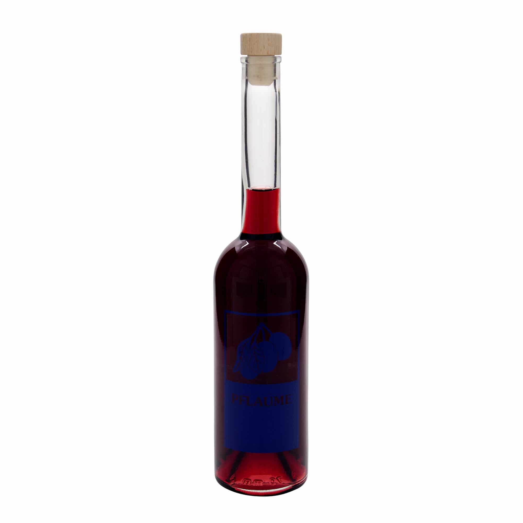 500 ml glasflaske 'Opera', motiv: blomme, åbning: kork