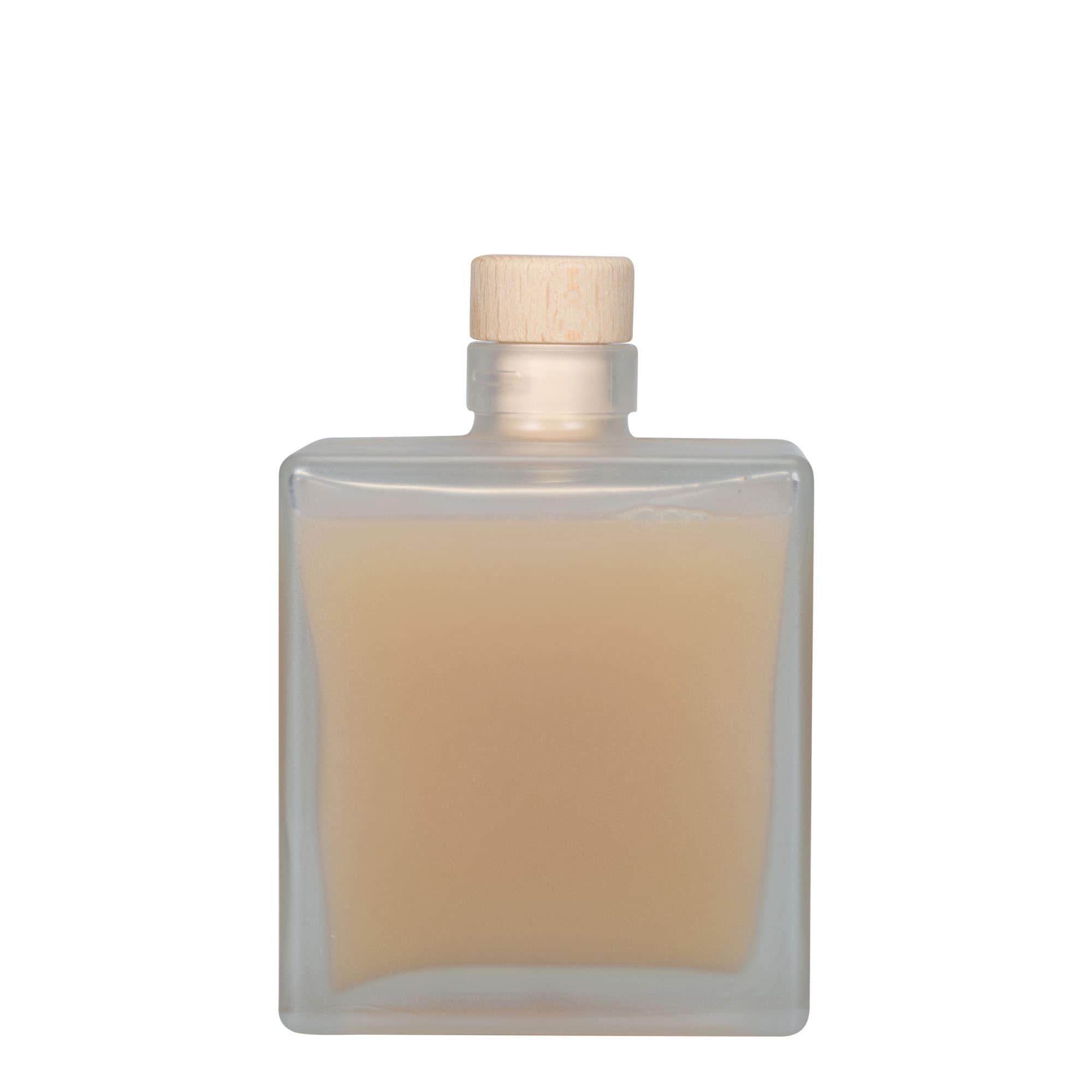 500 ml glasflaske 'Cube', firkantet, frostet, åbning: kork