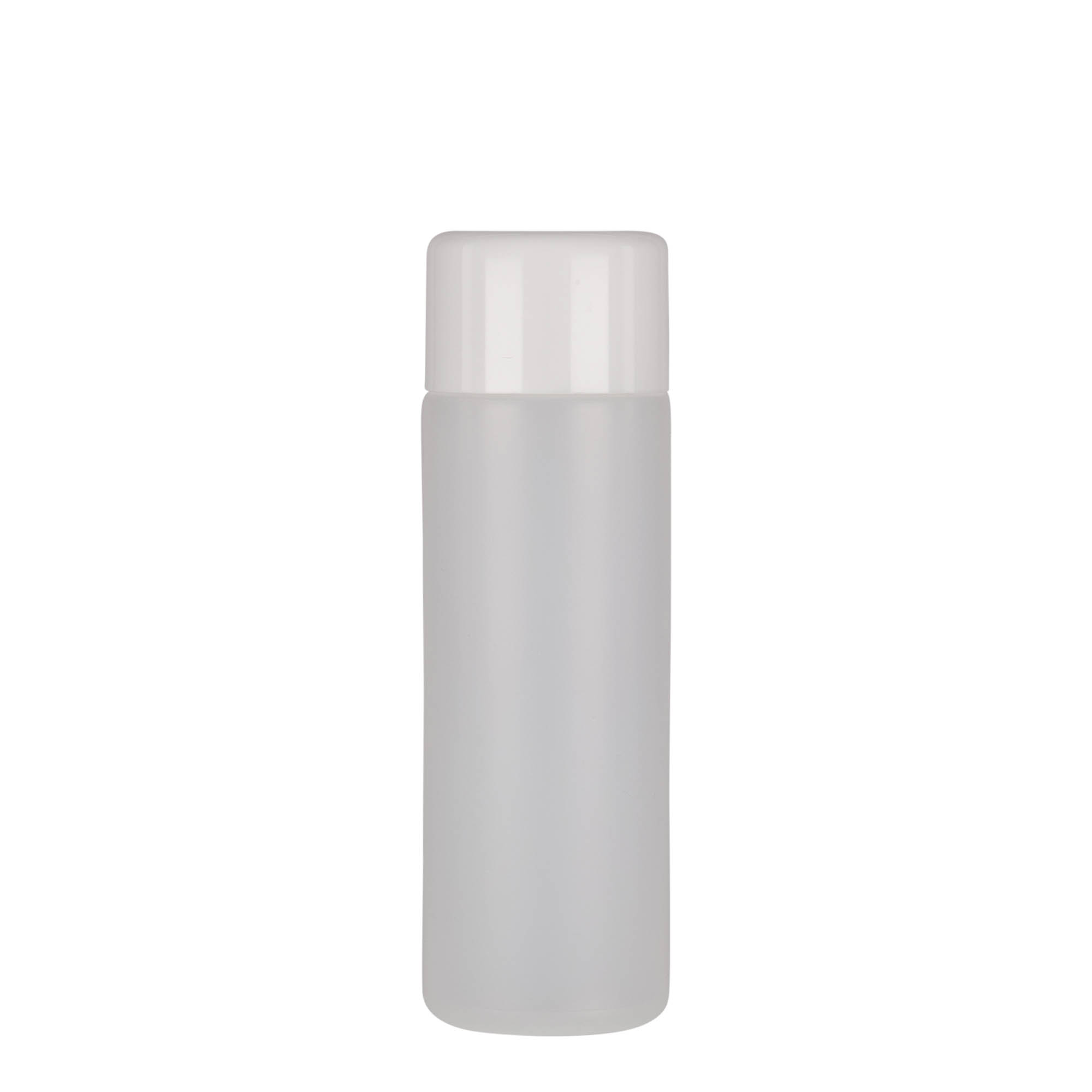 200 ml rund flaske, PE-plast, natur, åbning: skruelåg