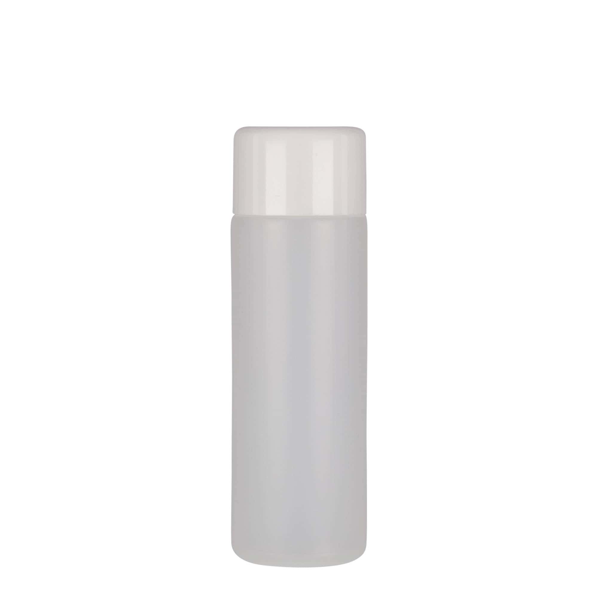 200 ml rund flaske, PE-plast, natur, åbning: skruelåg