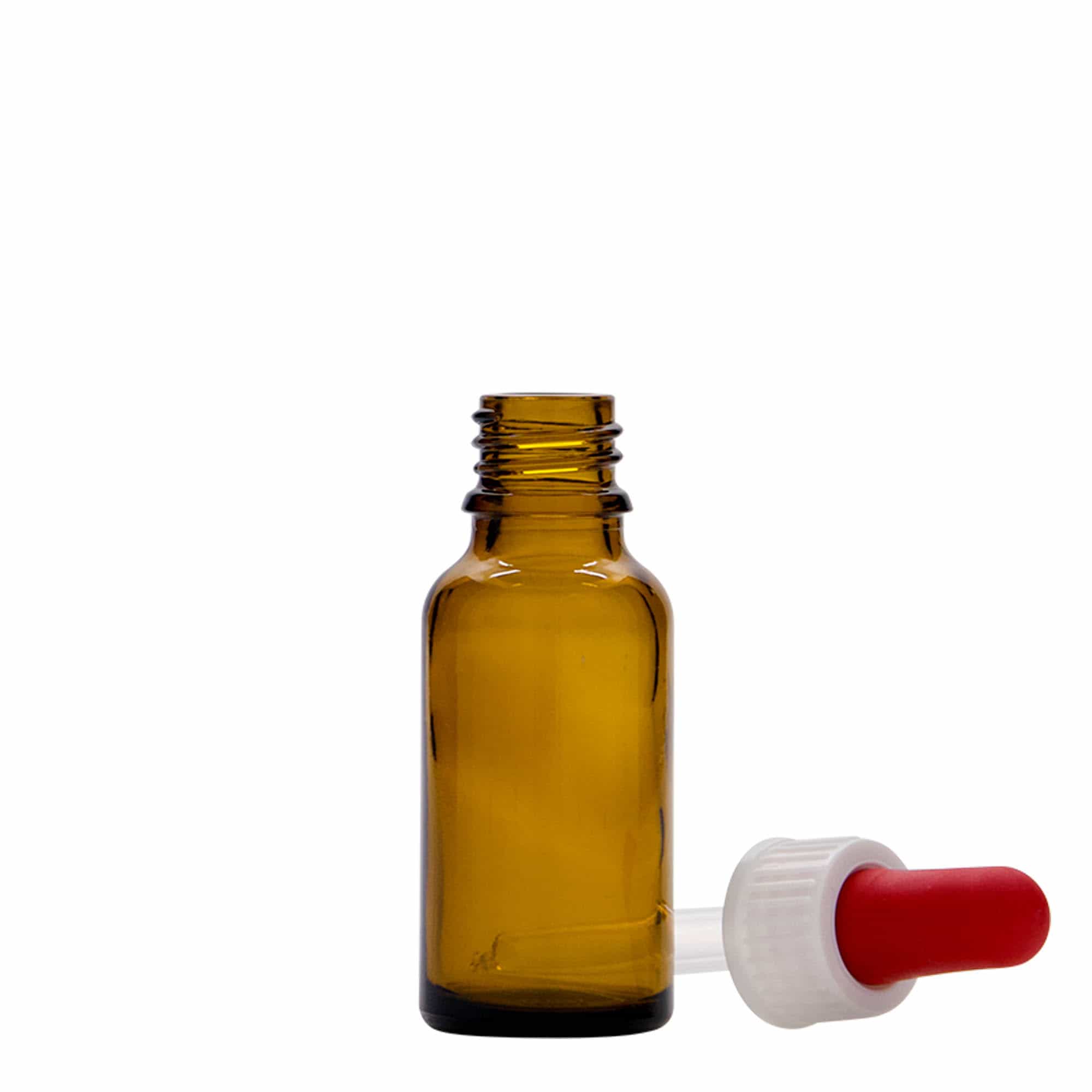 20 ml pipetteflaske medicin, glas, brun, åbning: DIN 18