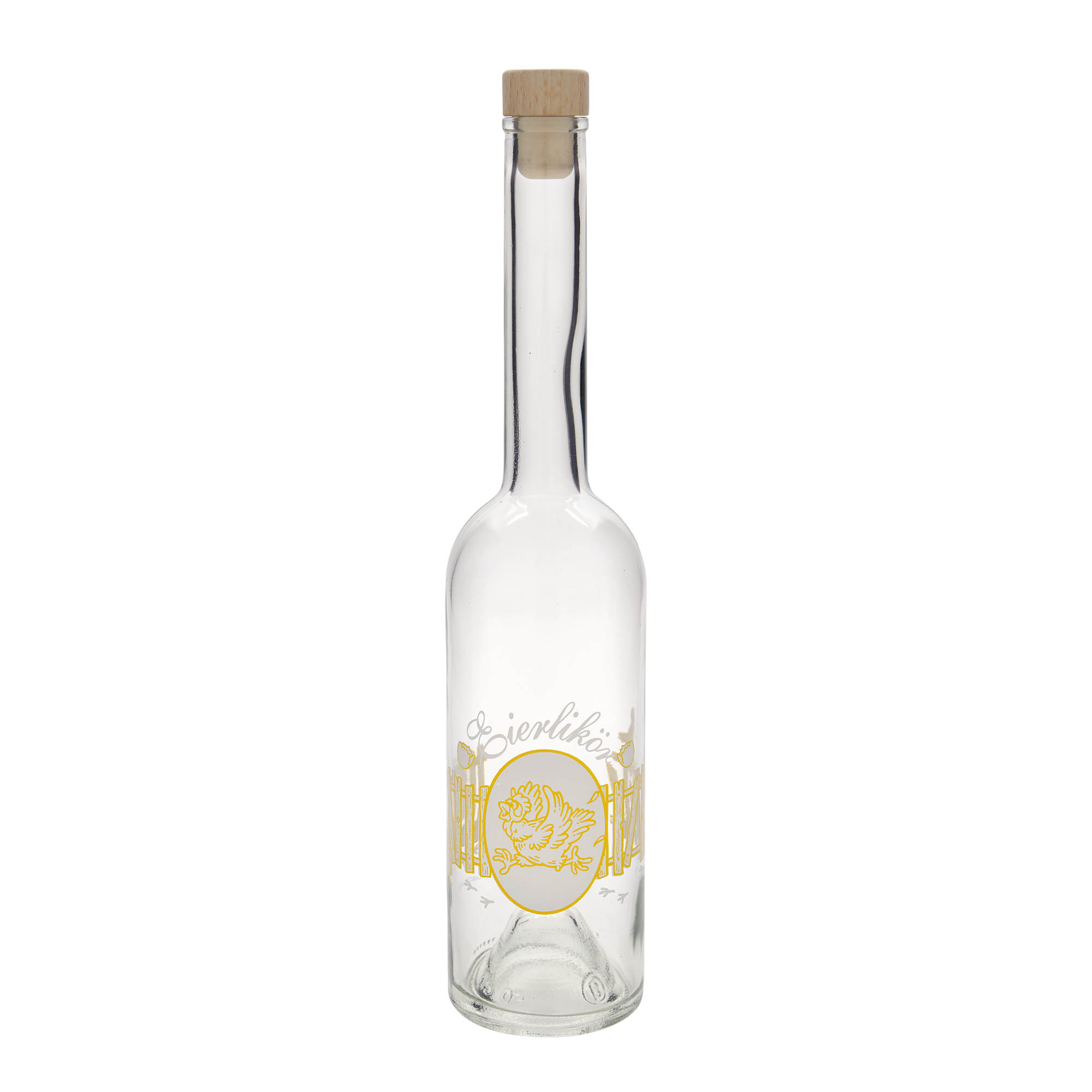 500 ml glasflaske 'Opera', motiv: æggelikør, munding: kork 500 ml glasflaske 'Opera', motiv: æggelikør, munding: kork