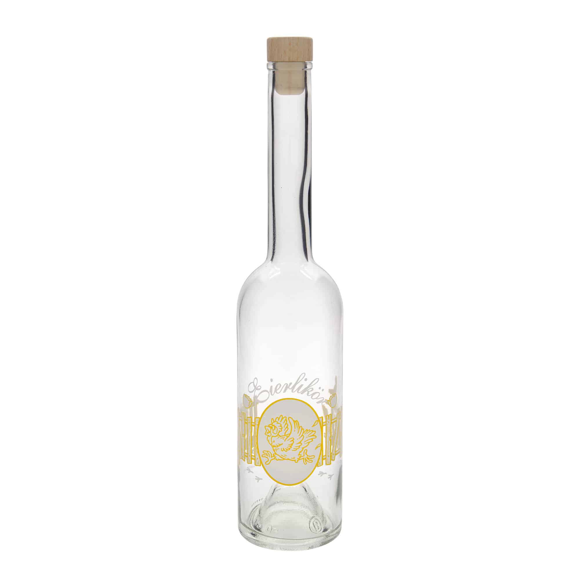 500 ml glasflaske 'Opera', motiv: æggelikør, munding: kork