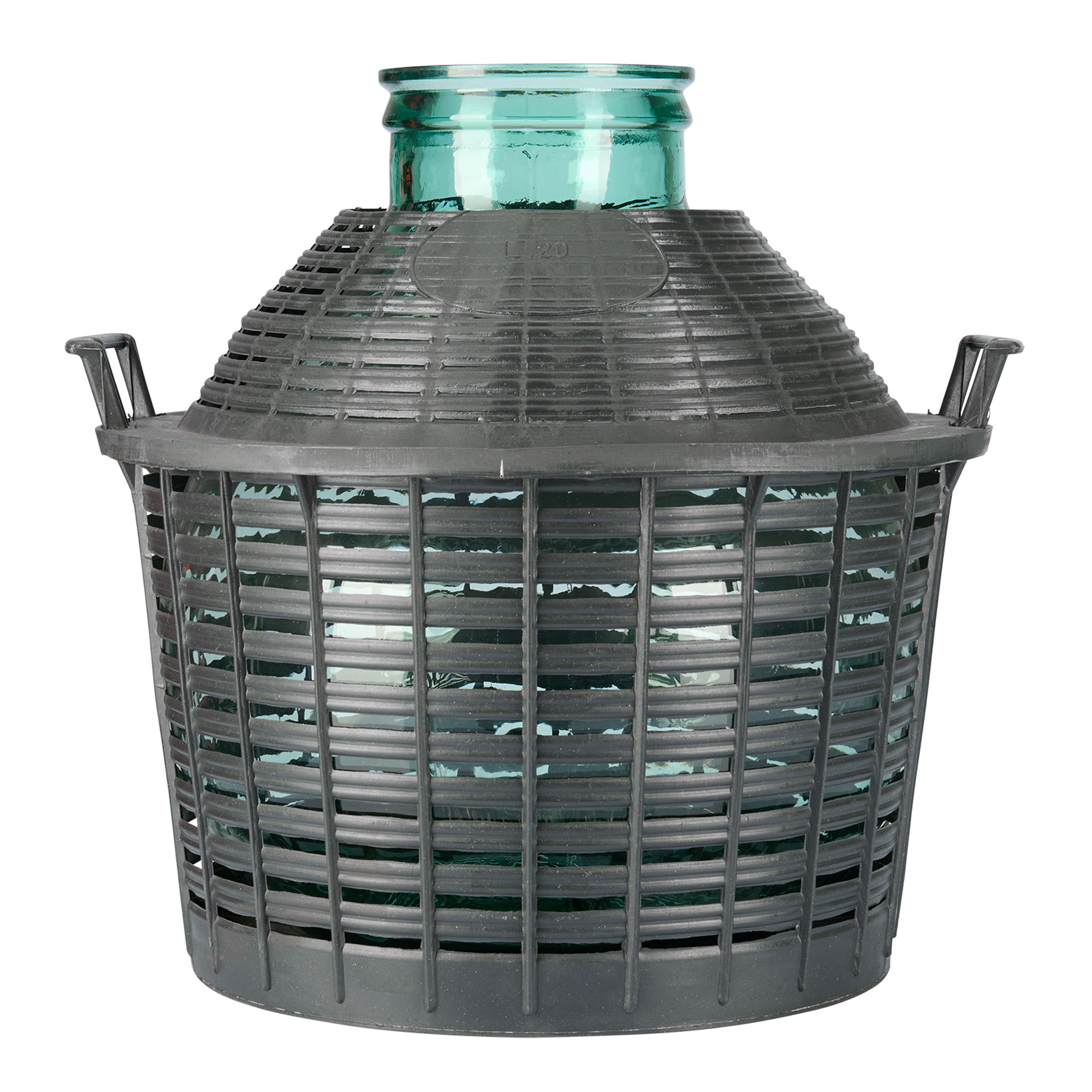 20 l ballonflaske med bred hals, glas, åbning: påsætning af låg 20 l ballonflaske med bred hals, glas, åbning: påsætning af låg