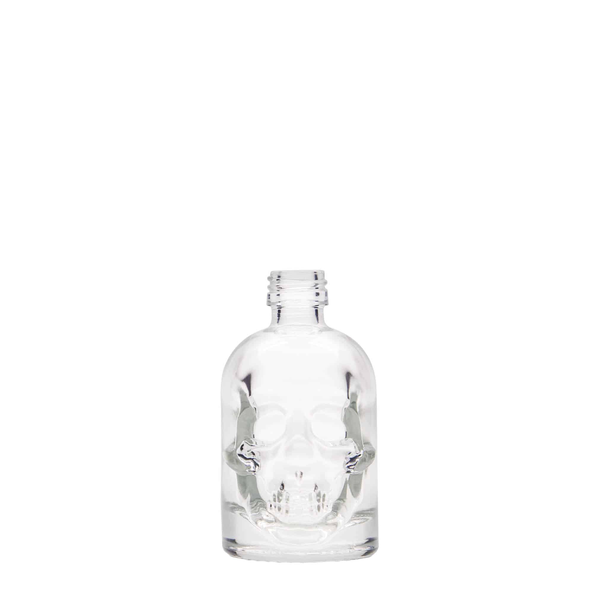 50 ml glasflaske 'Dødningehoved', åbning: PP 18 50 ml glasflaske 'Dødningehoved', åbning: PP 18