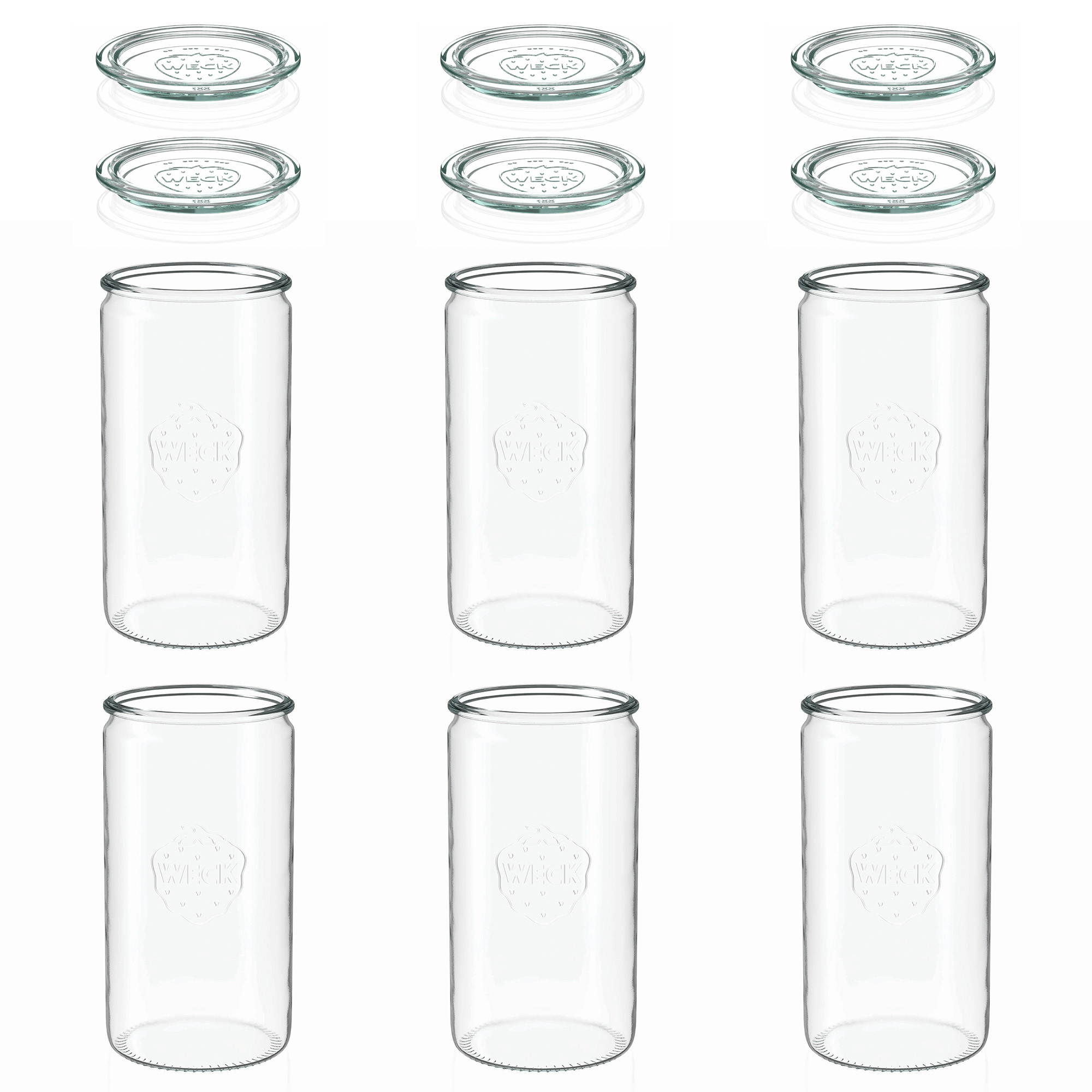 6x 1575 ml WECK-cylinderglas med glaslåg RR 100