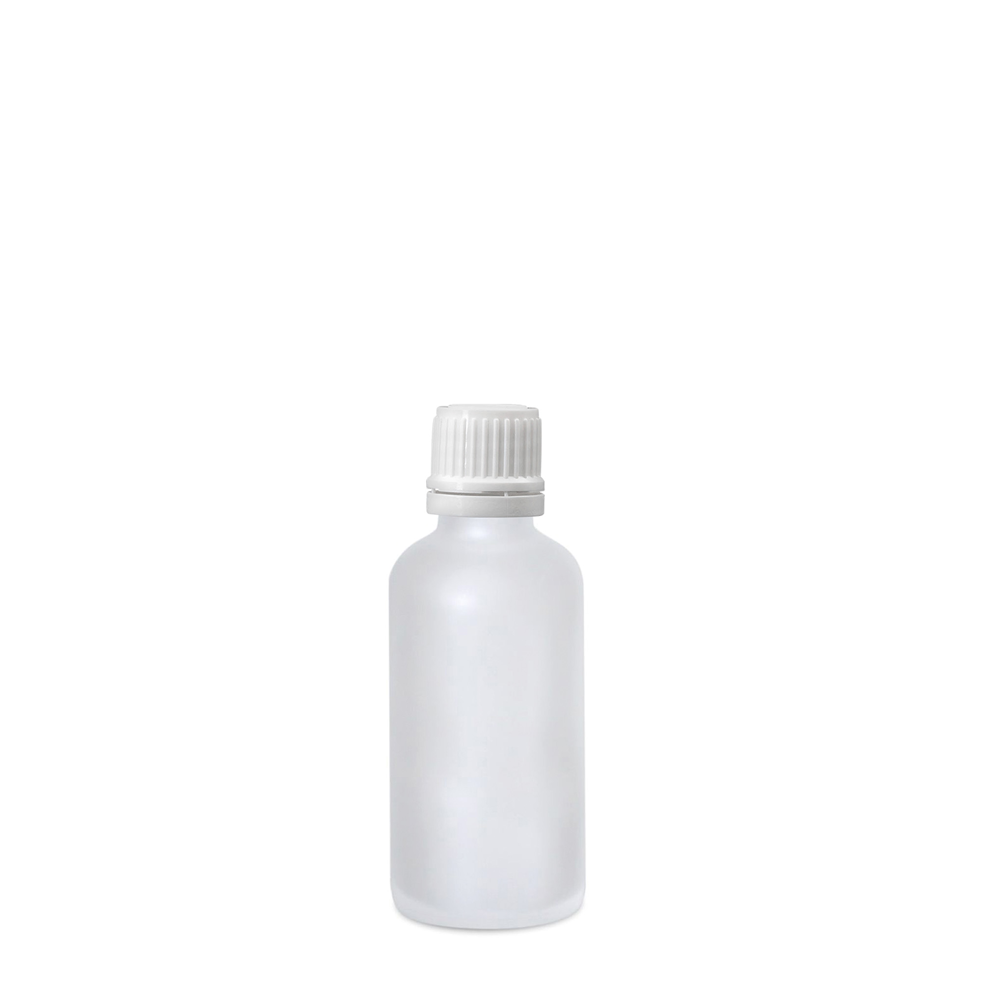 50 ml medicinflaske, glas, frostet, åbning: DIN 18 50 ml medicinflaske, glas, frostet, åbning: DIN 18