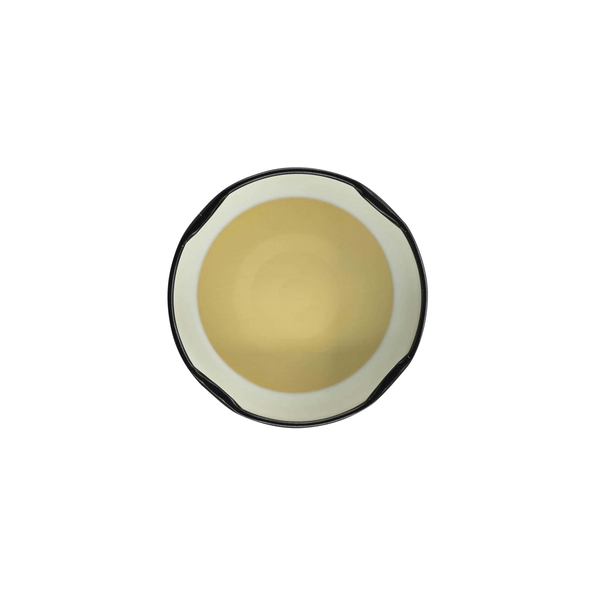 Deep-Twist-Off-låg, hvidblik, sort, til åbning: Deep-TO 66