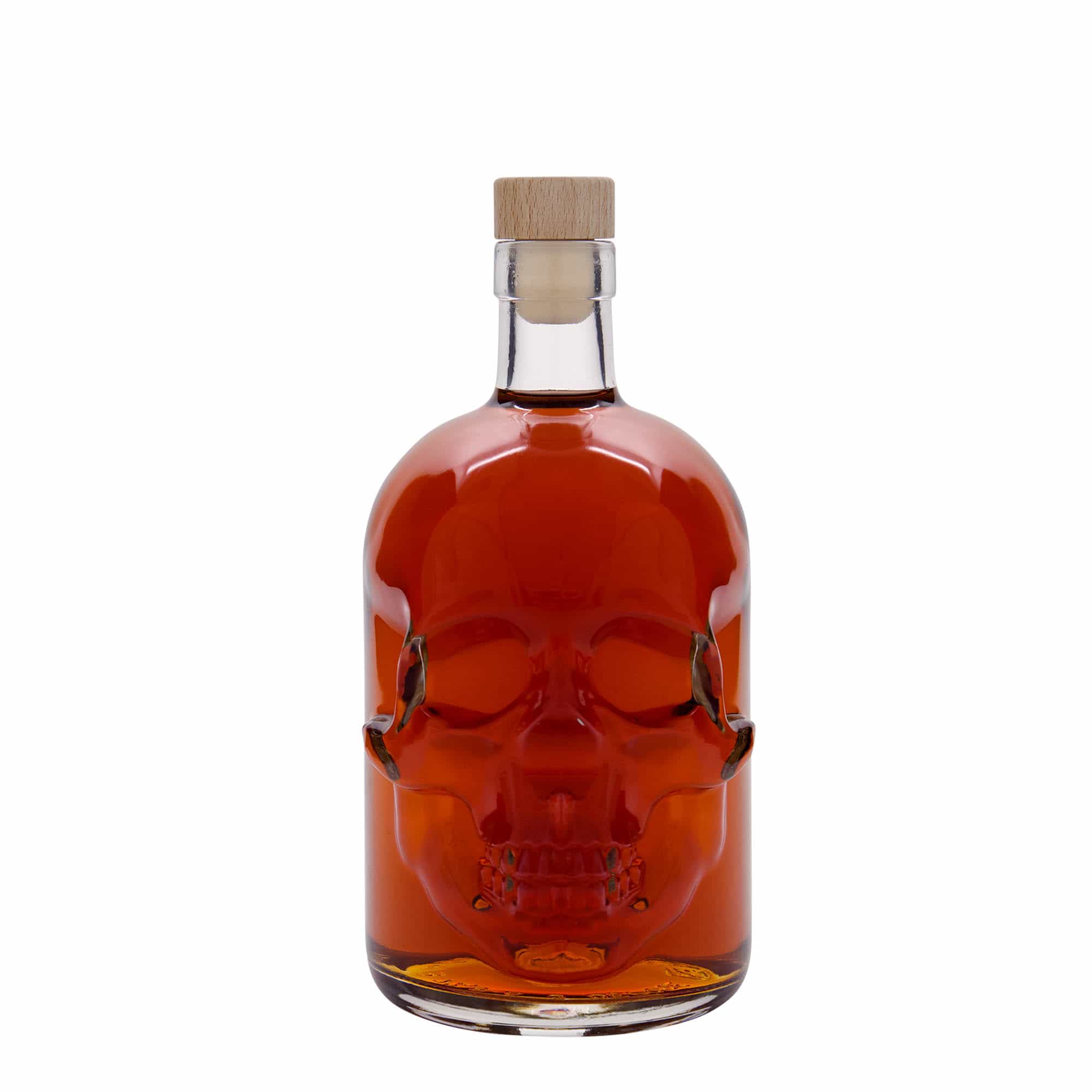 700 ml glasflaske 'Dødningehoved', åbning: kork