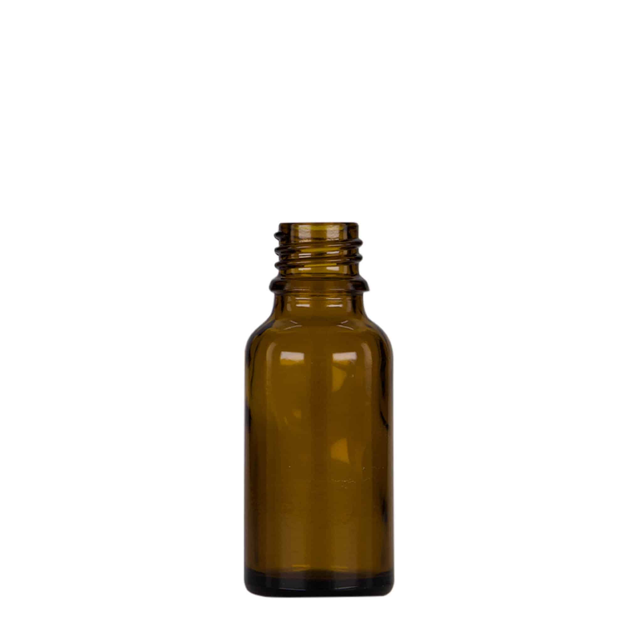 20 ml pipetteflaske, medicin, glas, brun-sort, åbning: DIN 18