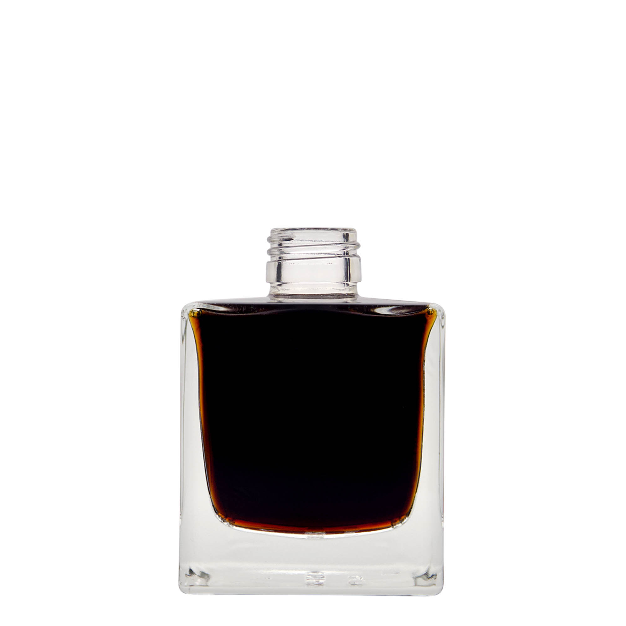 200 ml glasflaske 'Cube', firkantet, åbning: PP 28
