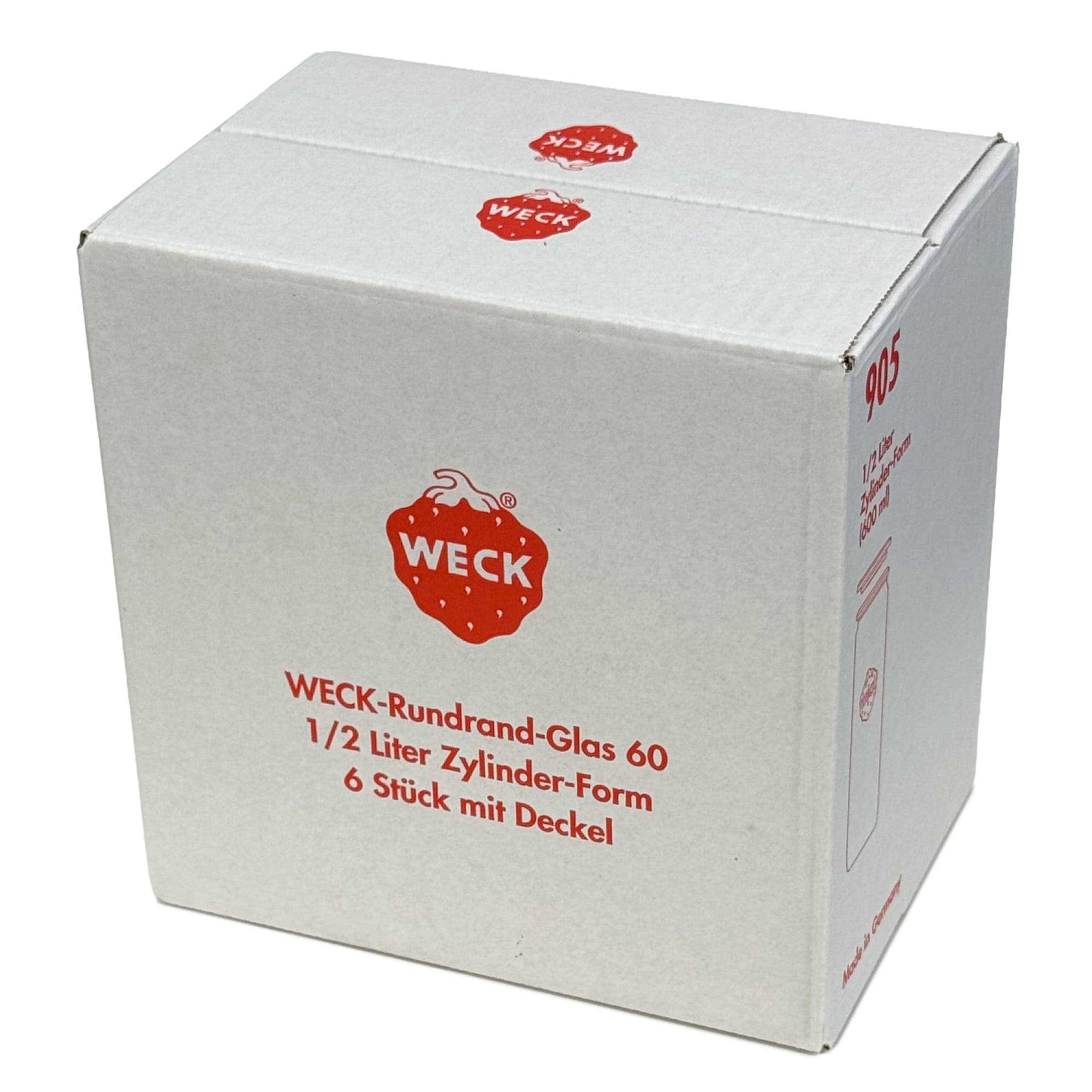 6x 600 ml WECK-cylinderglas med glaslåg RR 60