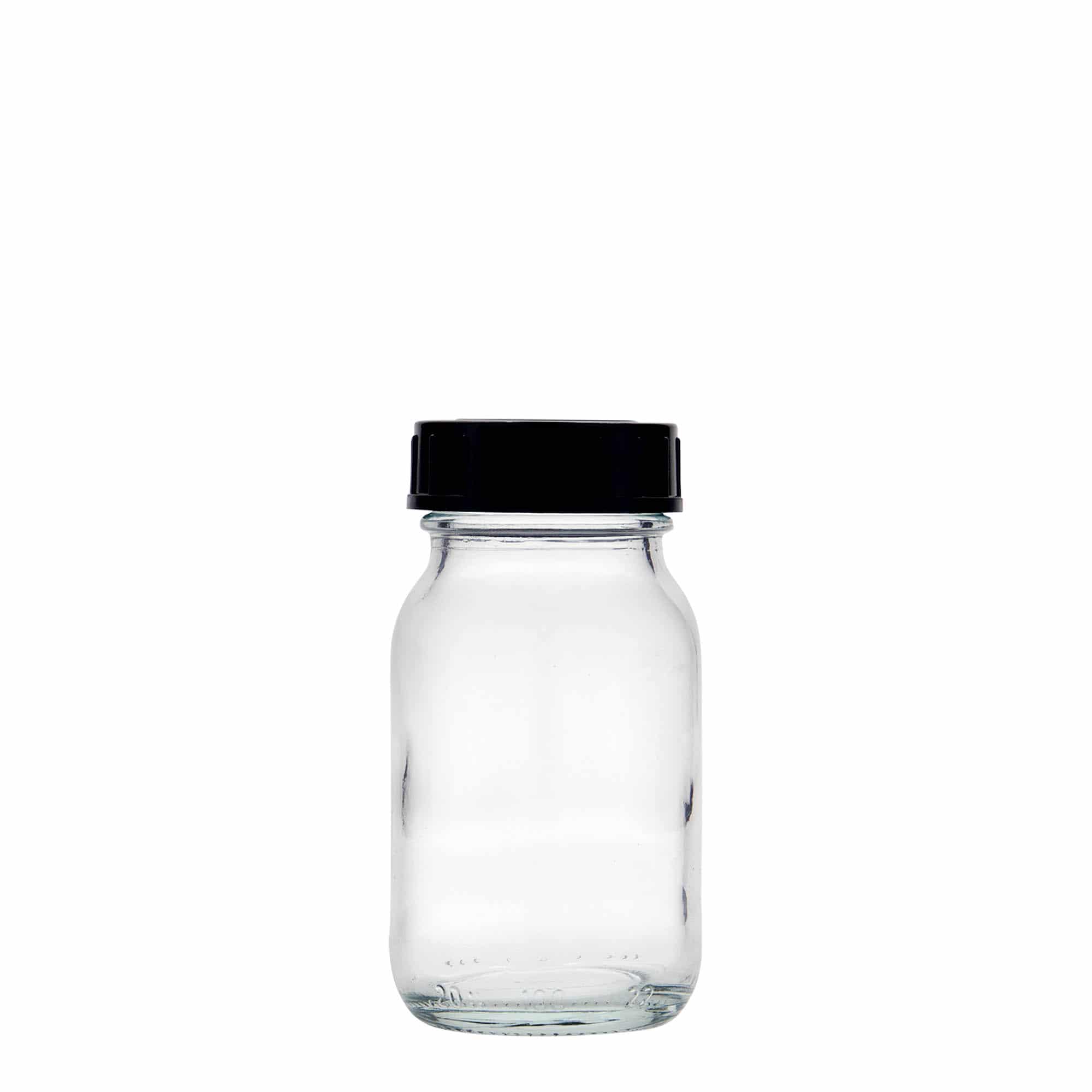 100 ml bredhalset glas, åbning: DIN 40