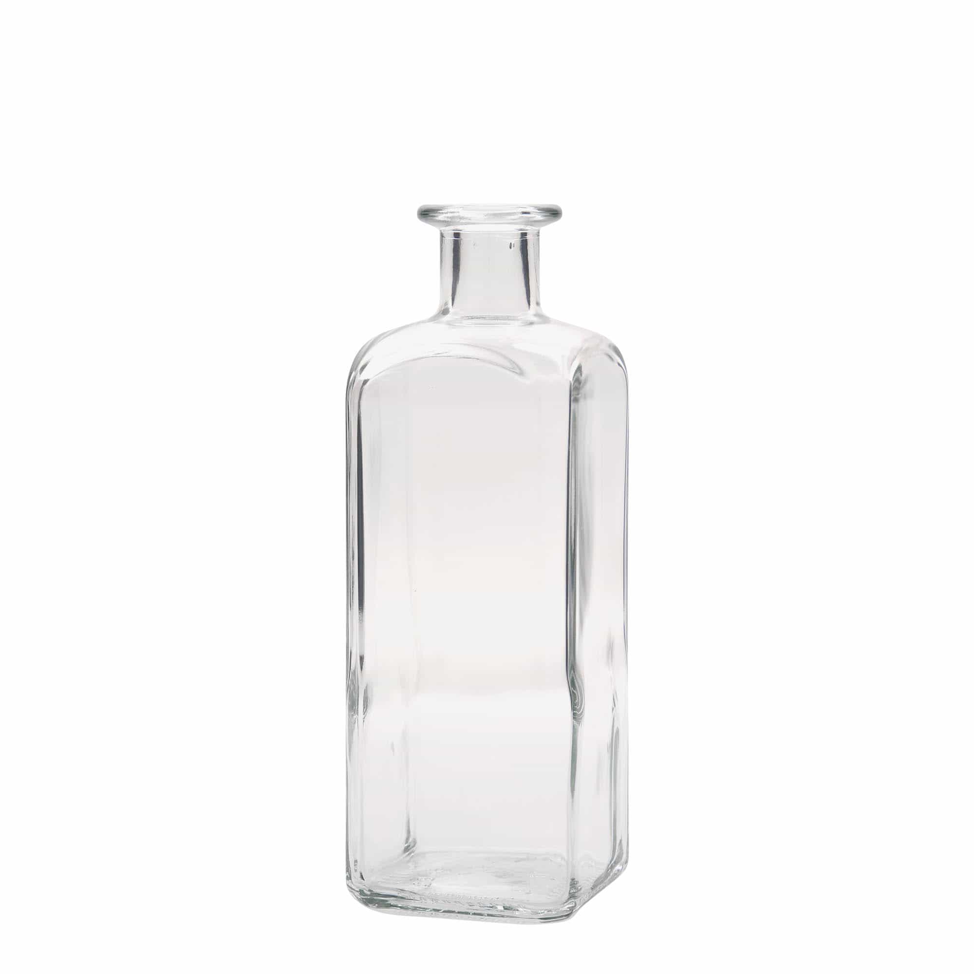 500 ml glasflaske apoteker 'Carré', kvadratisk, åbning: Kork