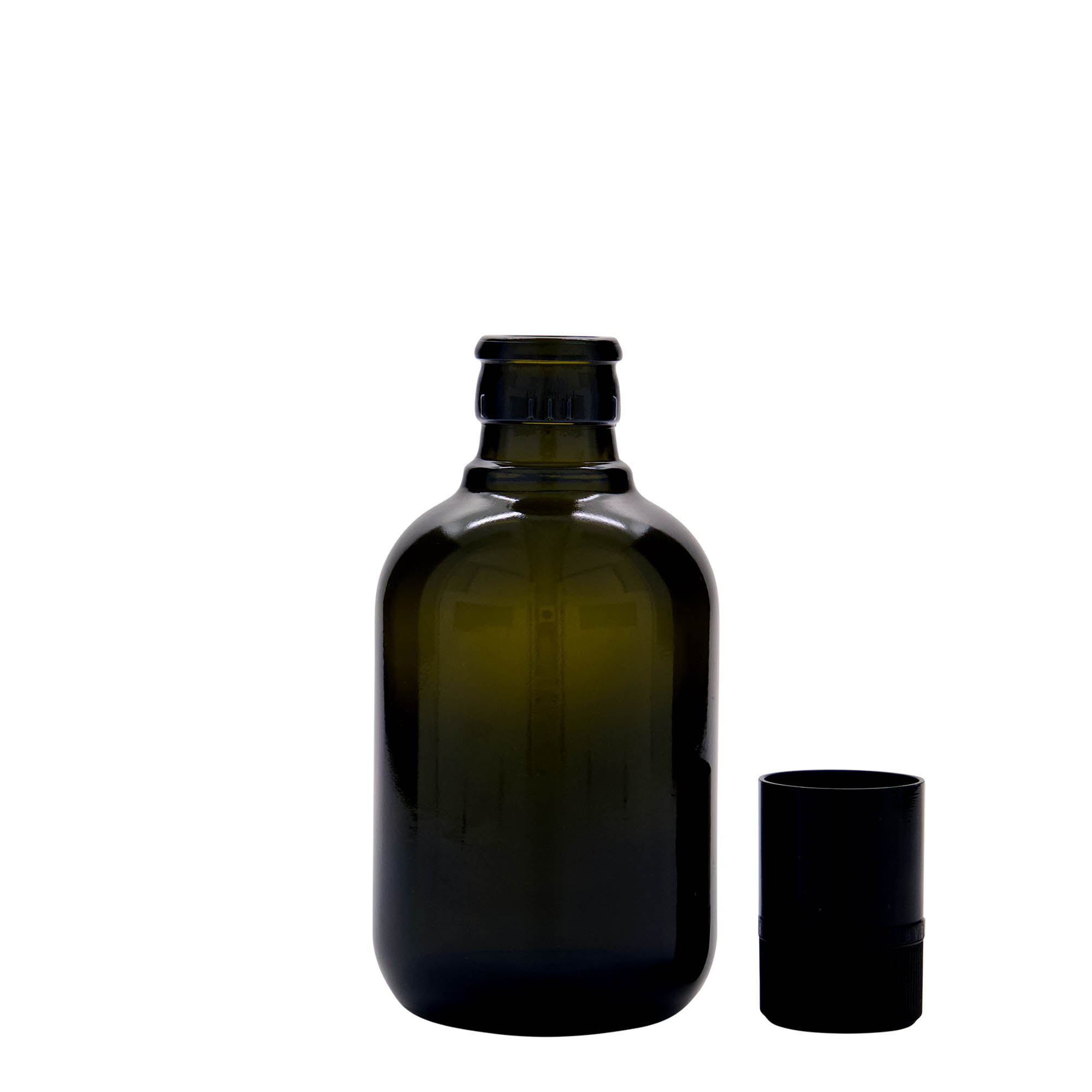 250 ml eddike-/olieflaske 'Biolio', glas, antikgrøn, tud: DOP