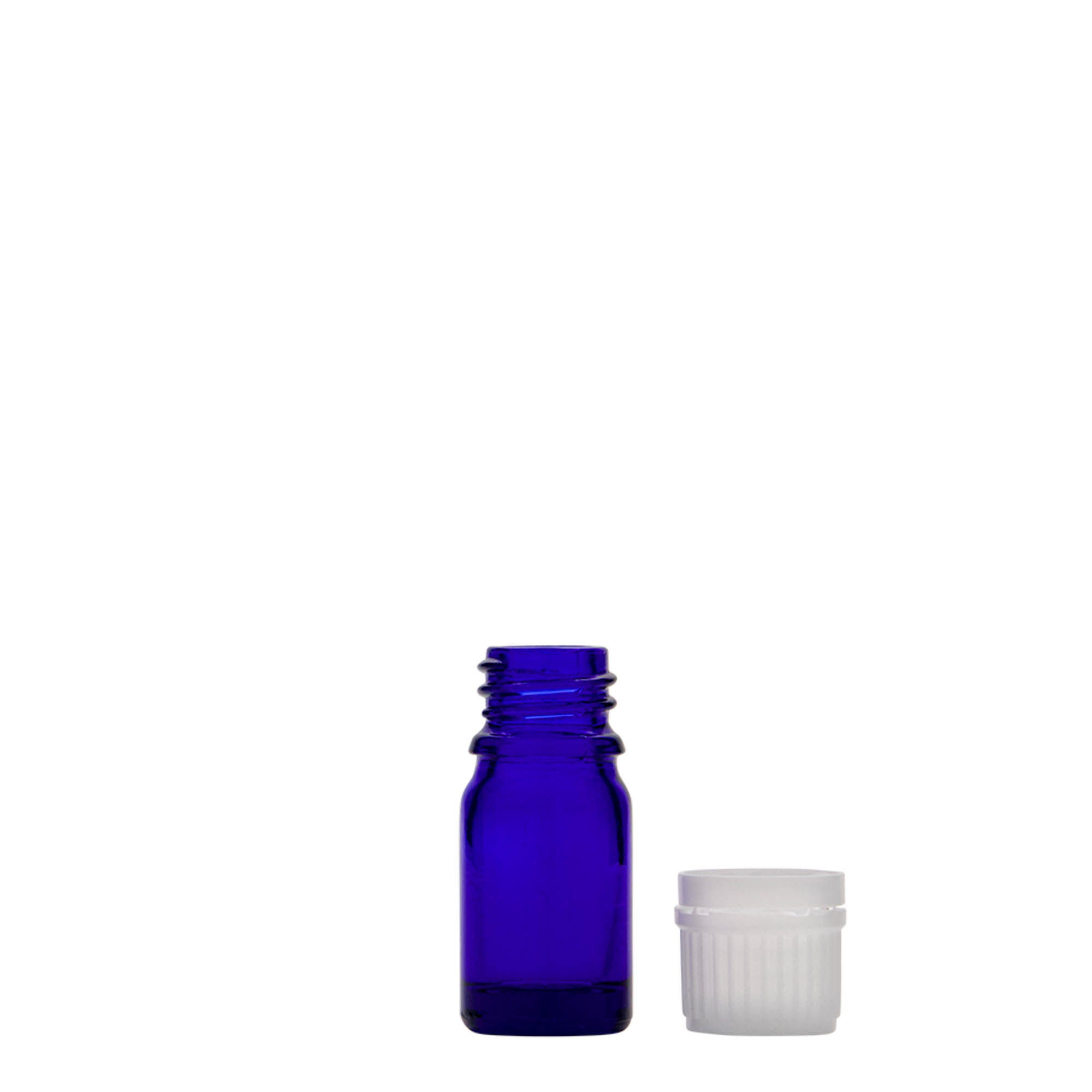 5 ml medicinflaske, glas, kongeblå, åbning: DIN 18