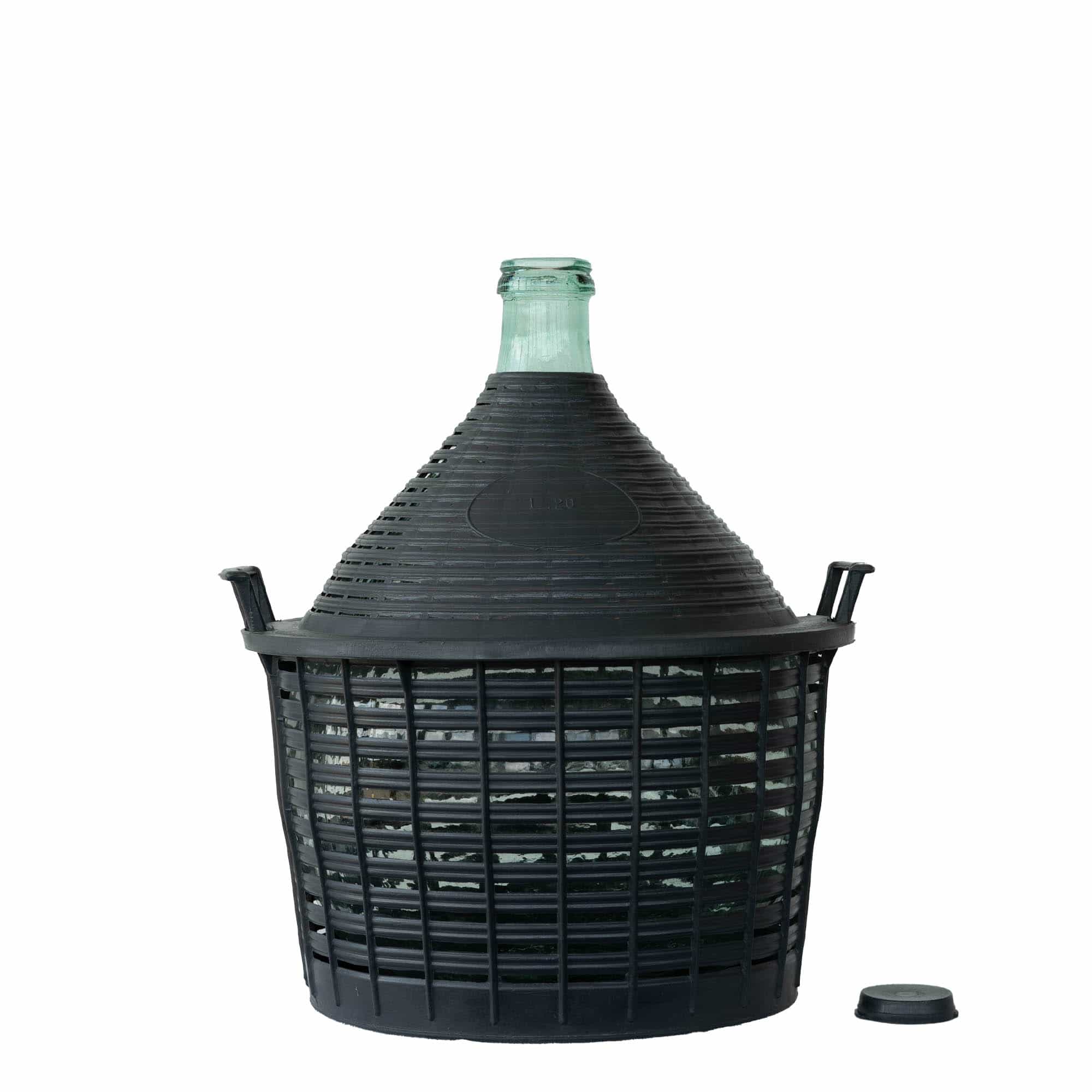 20 l ballonflaske med smal hals, glas, åbning: pålægslåg