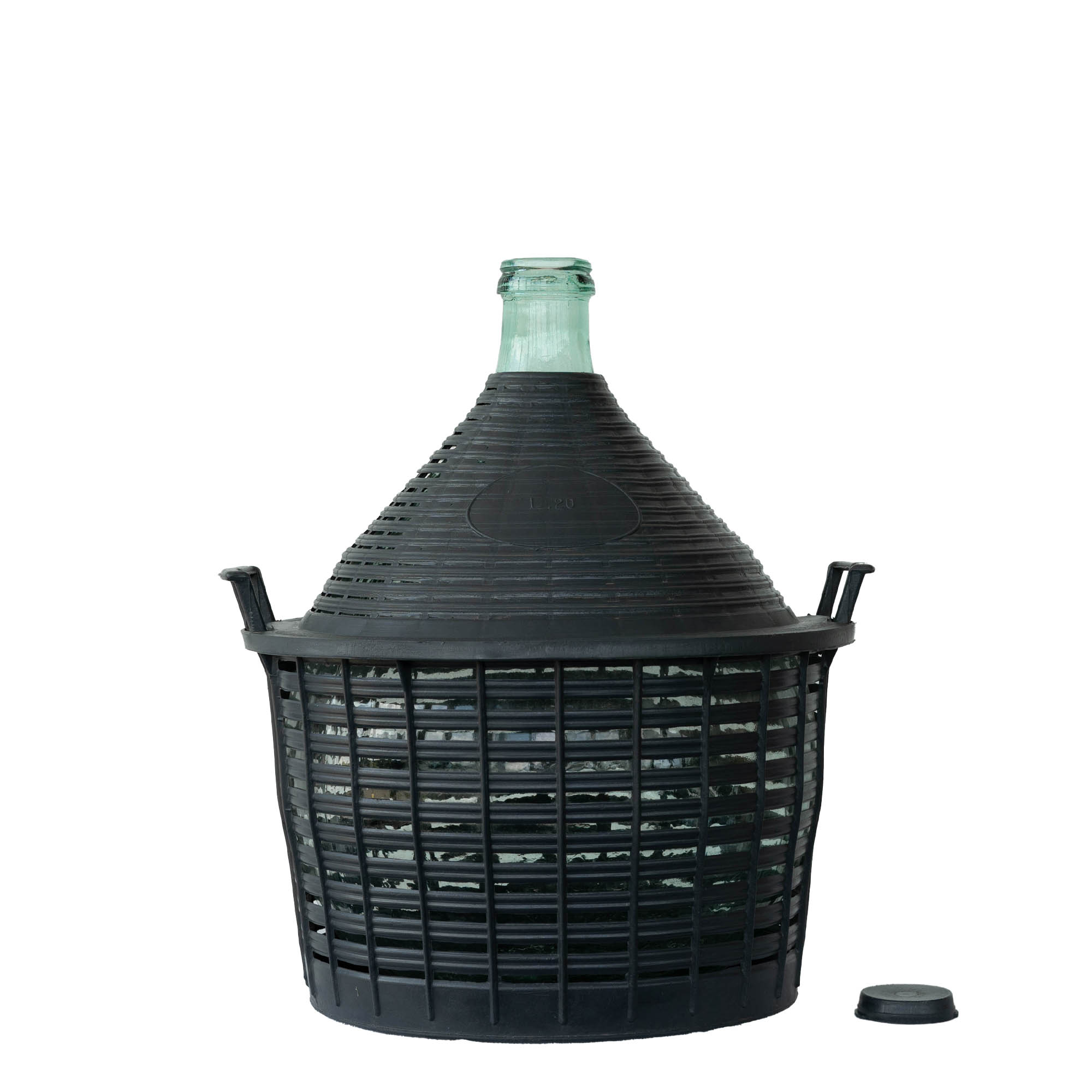 20 l ballonflaske med smal hals, glas, åbning: pålægslåg