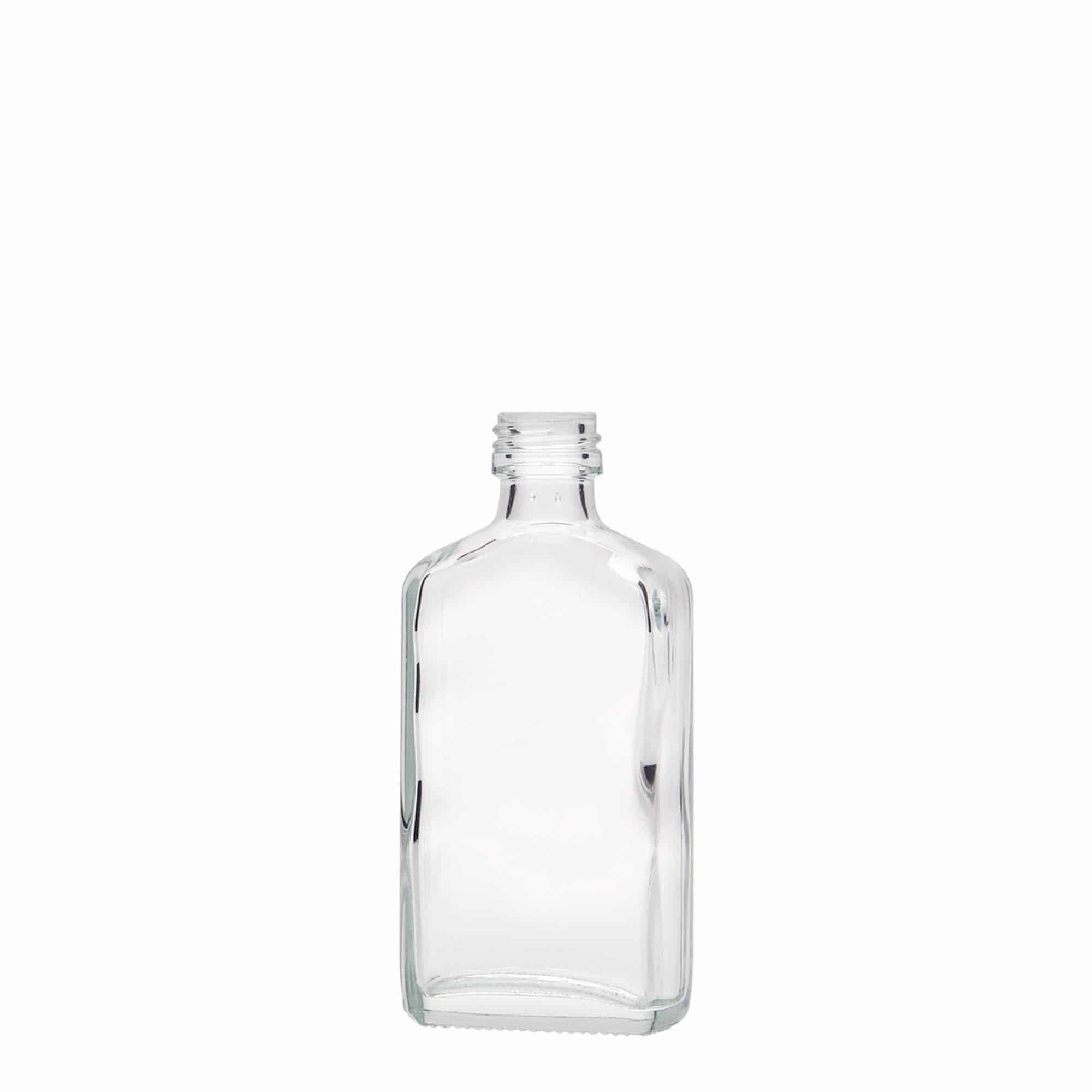 50 ml lommeflaske, rektangulær, glas, åbning: PP 18 50 ml lommeflaske, rektangulær, glas, åbning: PP 18