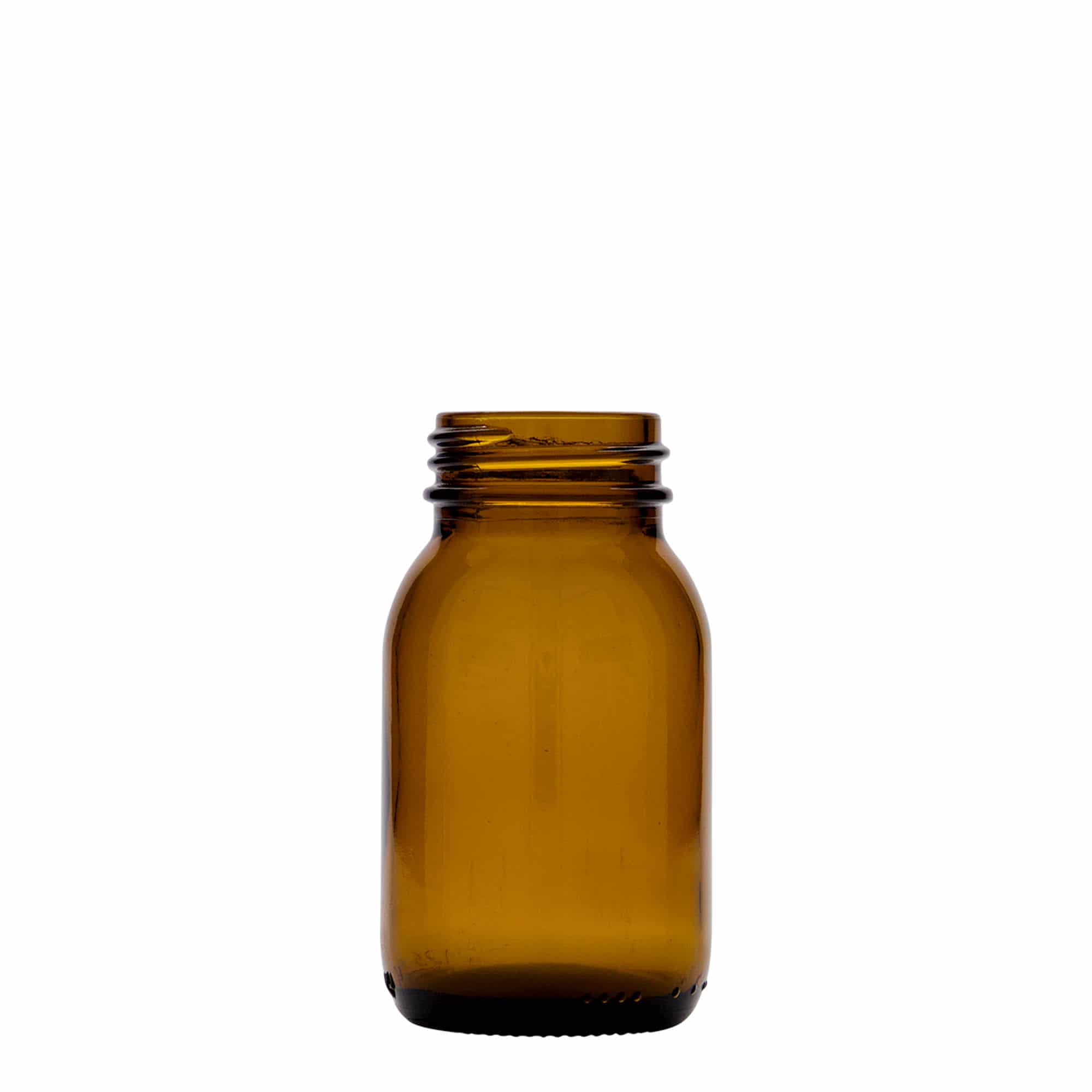 125 ml bredhalset glas, brun, åbning: DIN 40 125 ml bredhalset glas, brun, åbning: DIN 40