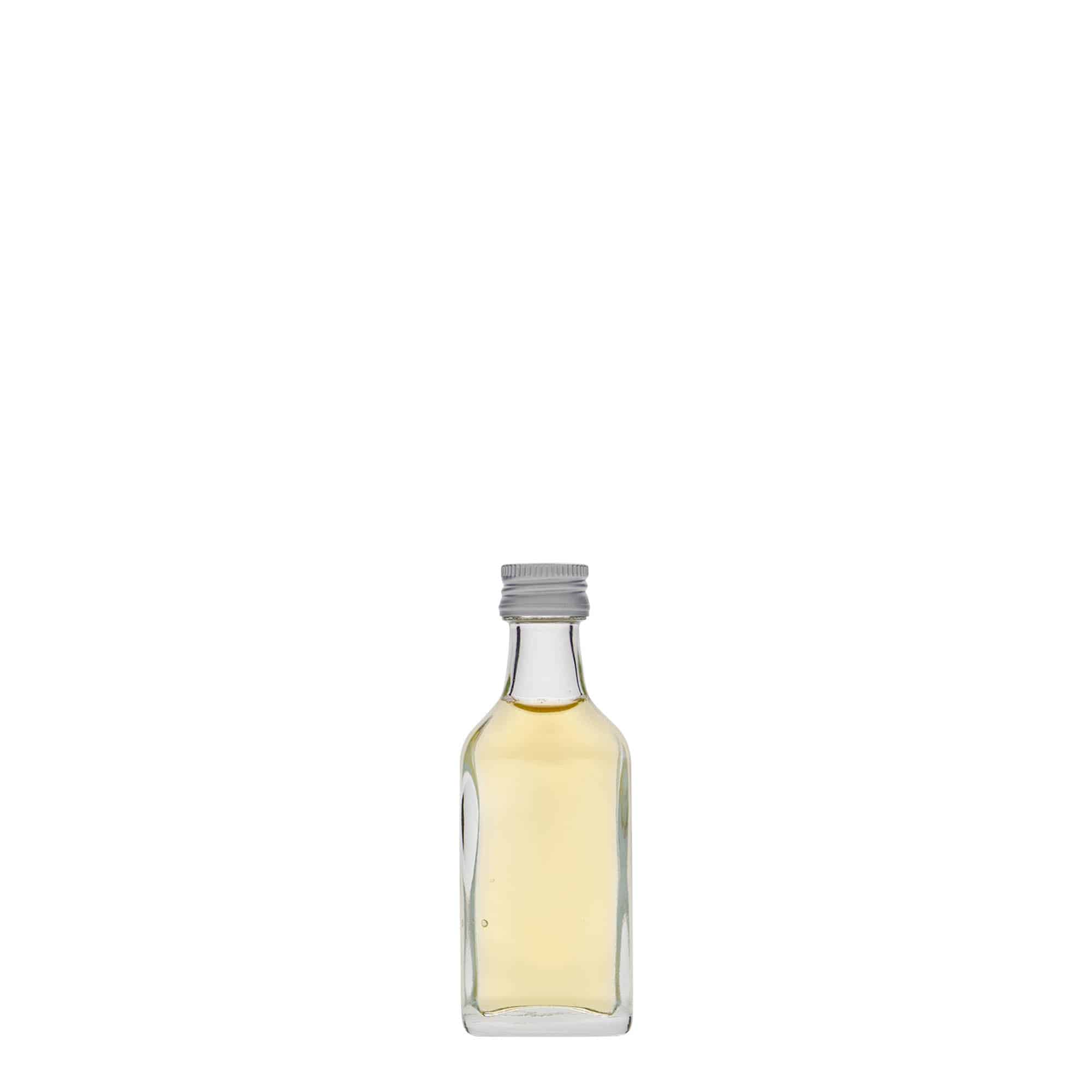 20 ml lommeflaske, rektangulær, glas, åbning: PP 18