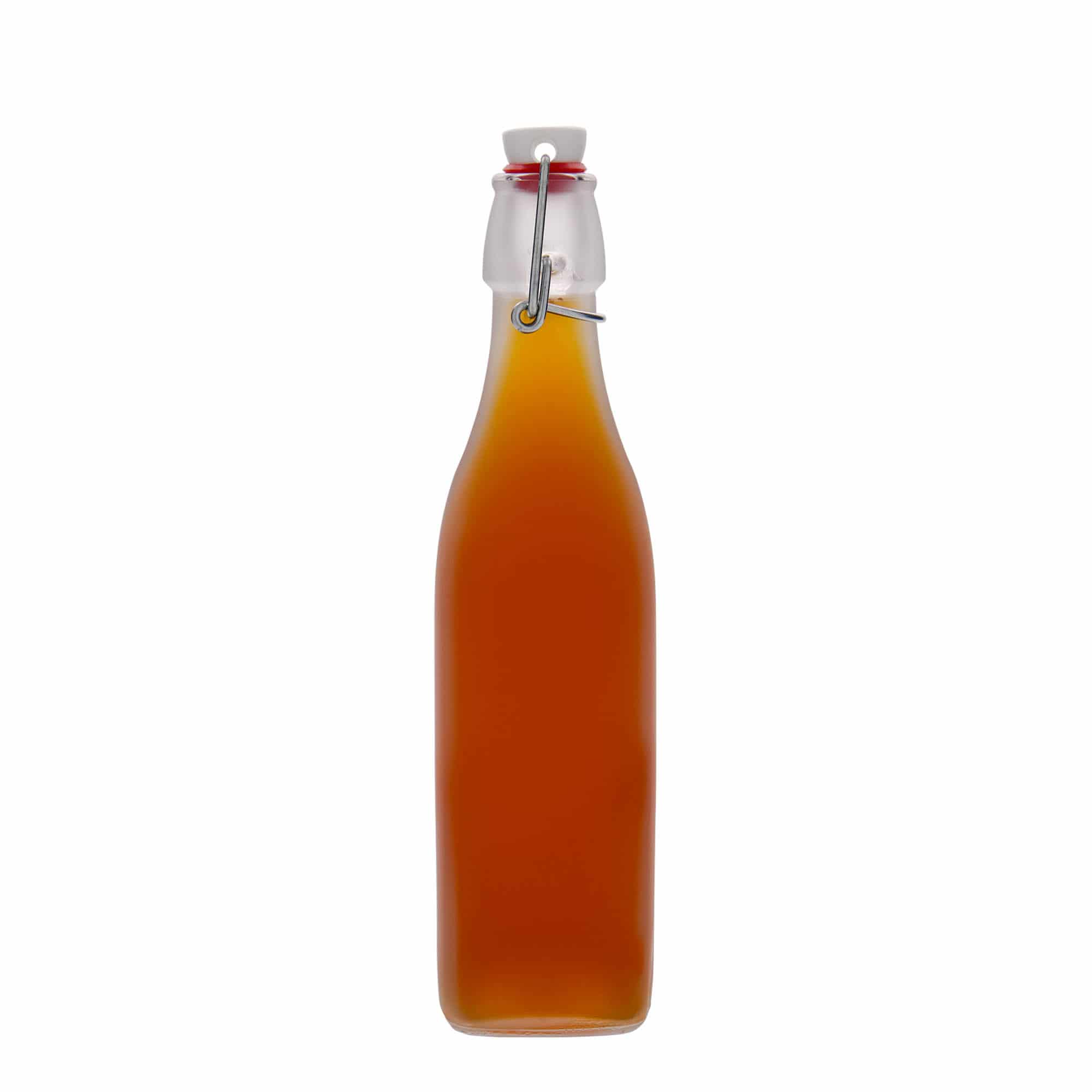 500 ml glasflaske 'Swing, firkantet, hvid, åbning: patentlukning