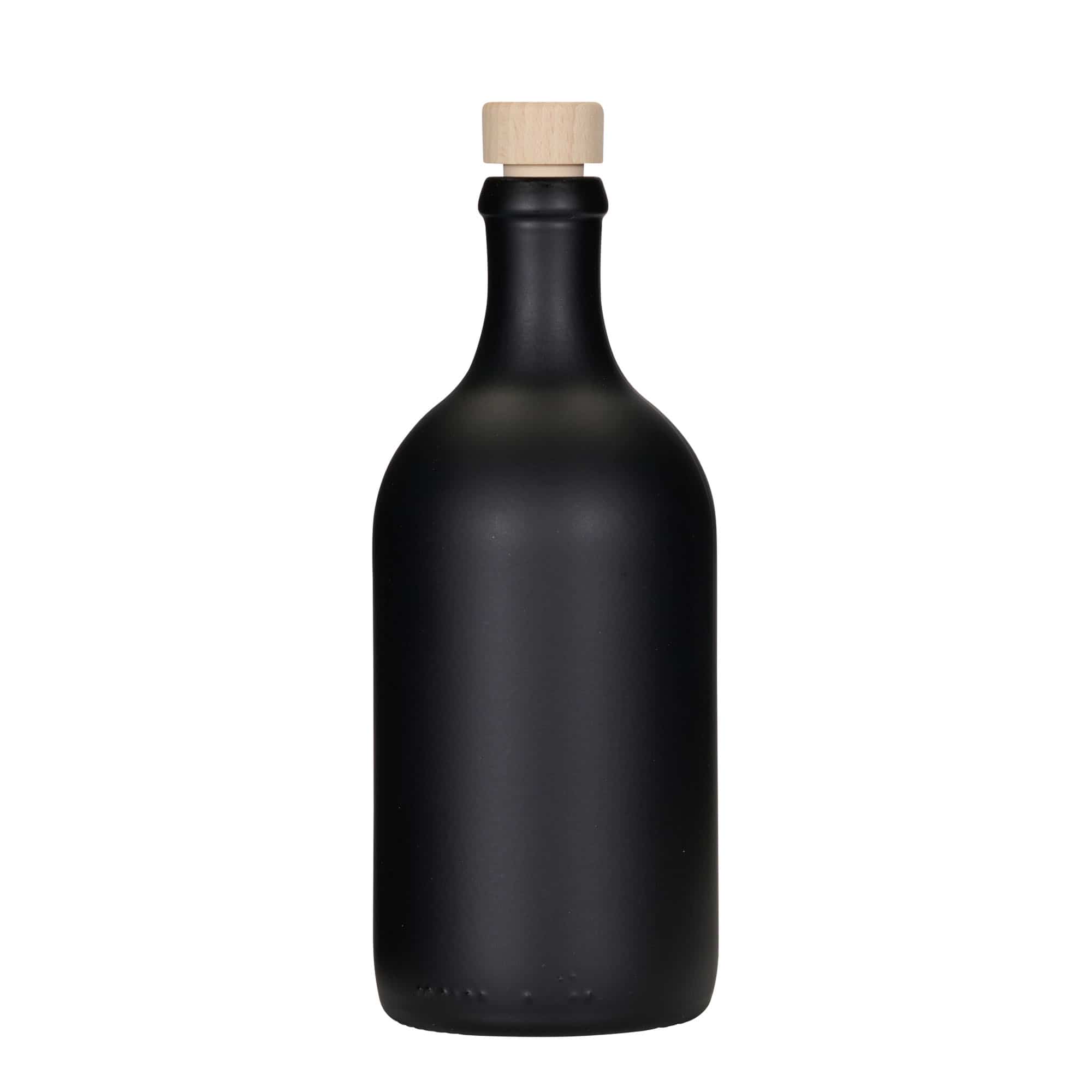 500 ml glasflaske 'Ginevra Leggera', sort, åbning: Kork