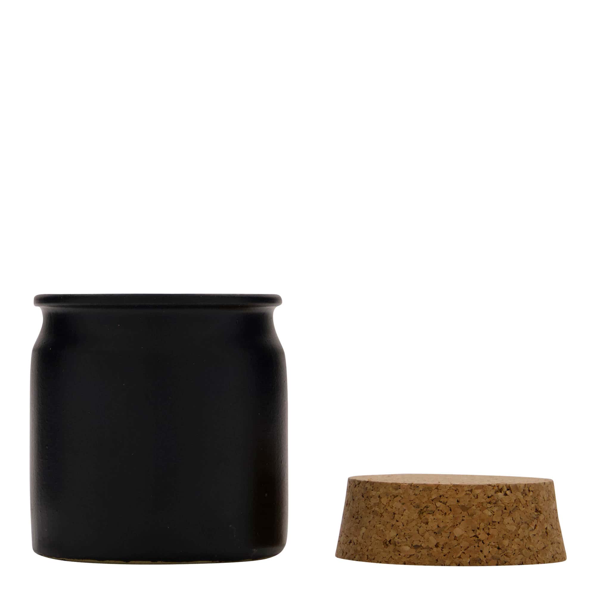 160 ml stentøjskrukke, keramik, sort, åbning: Kork